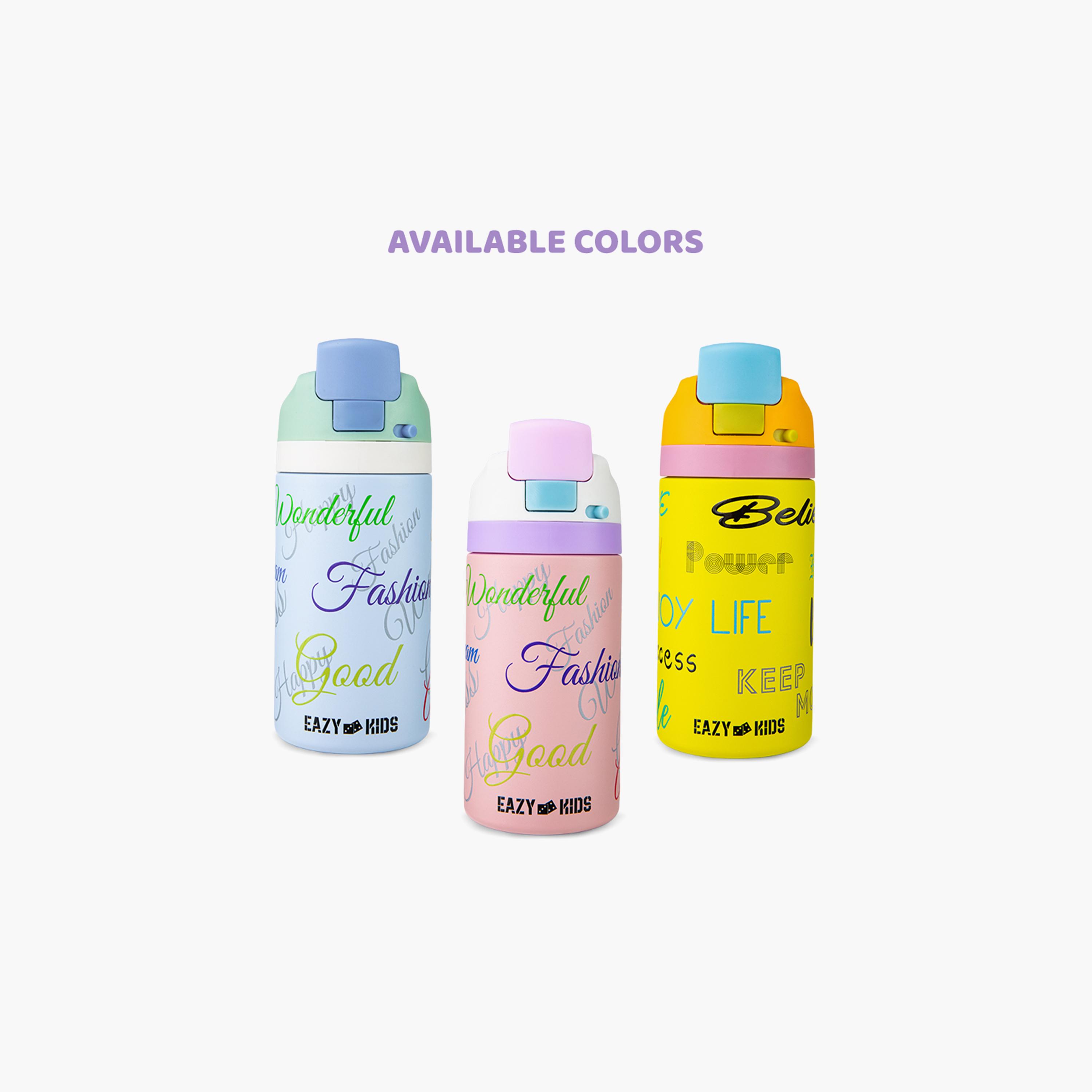 عبوة ماء ستانلس ستيل بلينغ (لامعة) مع ماصة وفوهة ومقبض | 445 مل من إيزي كيدز-school-waterbottles-image-3