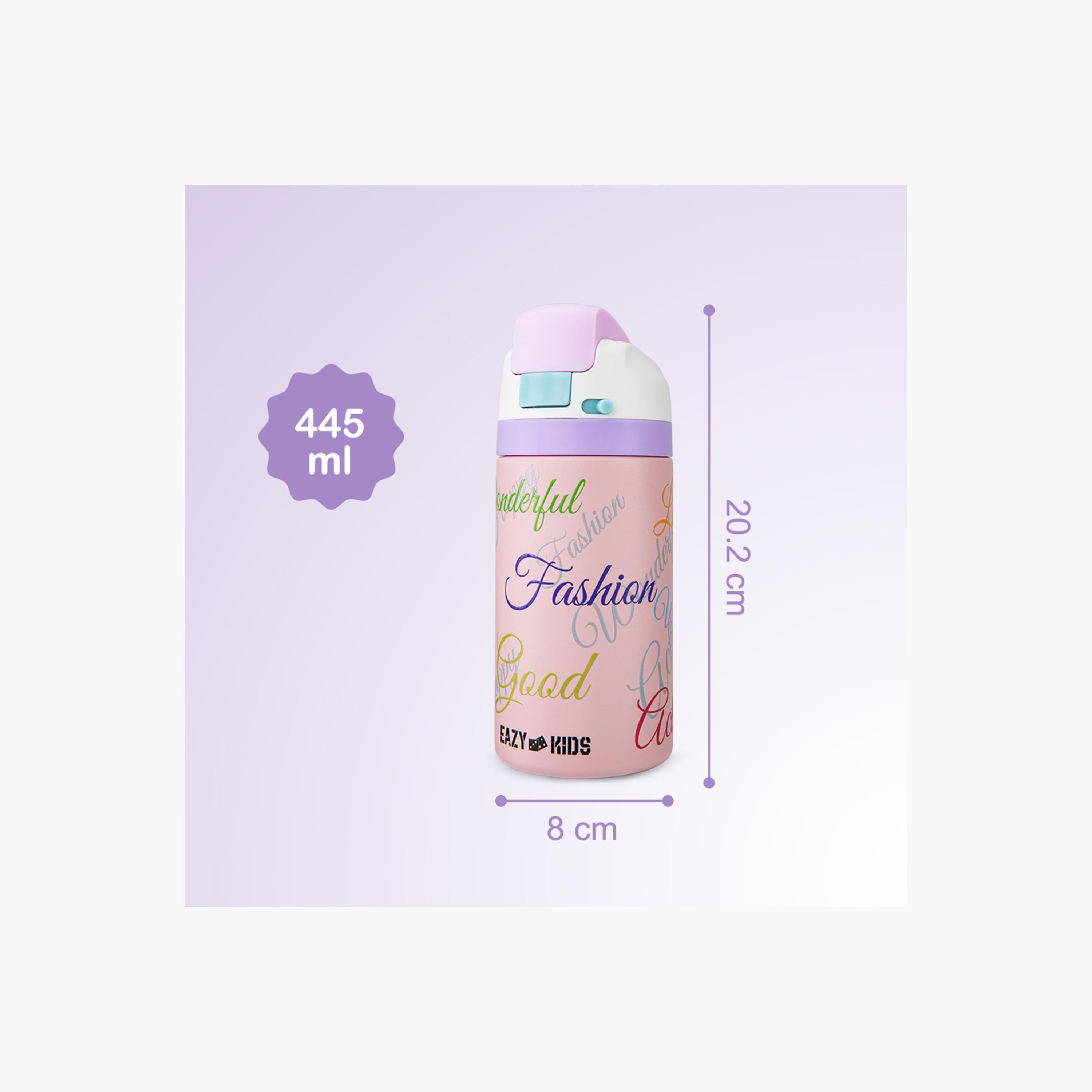 عبوة ماء ستانلس ستيل بلينغ (لامعة) مع ماصة وفوهة ومقبض | 445 مل من إيزي كيدز-school-waterbottles-image-4