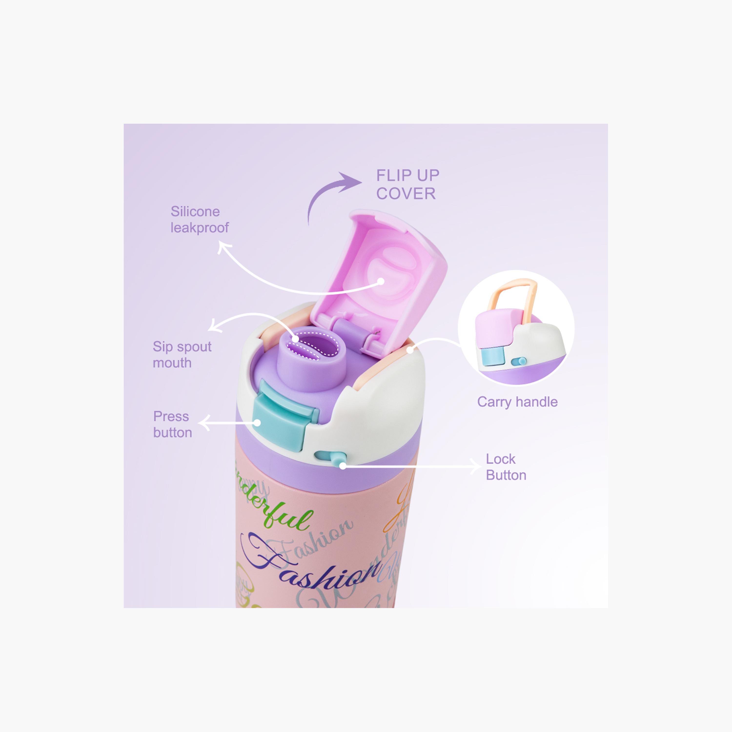عبوة ماء ستانلس ستيل بلينغ (لامعة) مع ماصة وفوهة ومقبض | 445 مل من إيزي كيدز-school-waterbottles-image-7