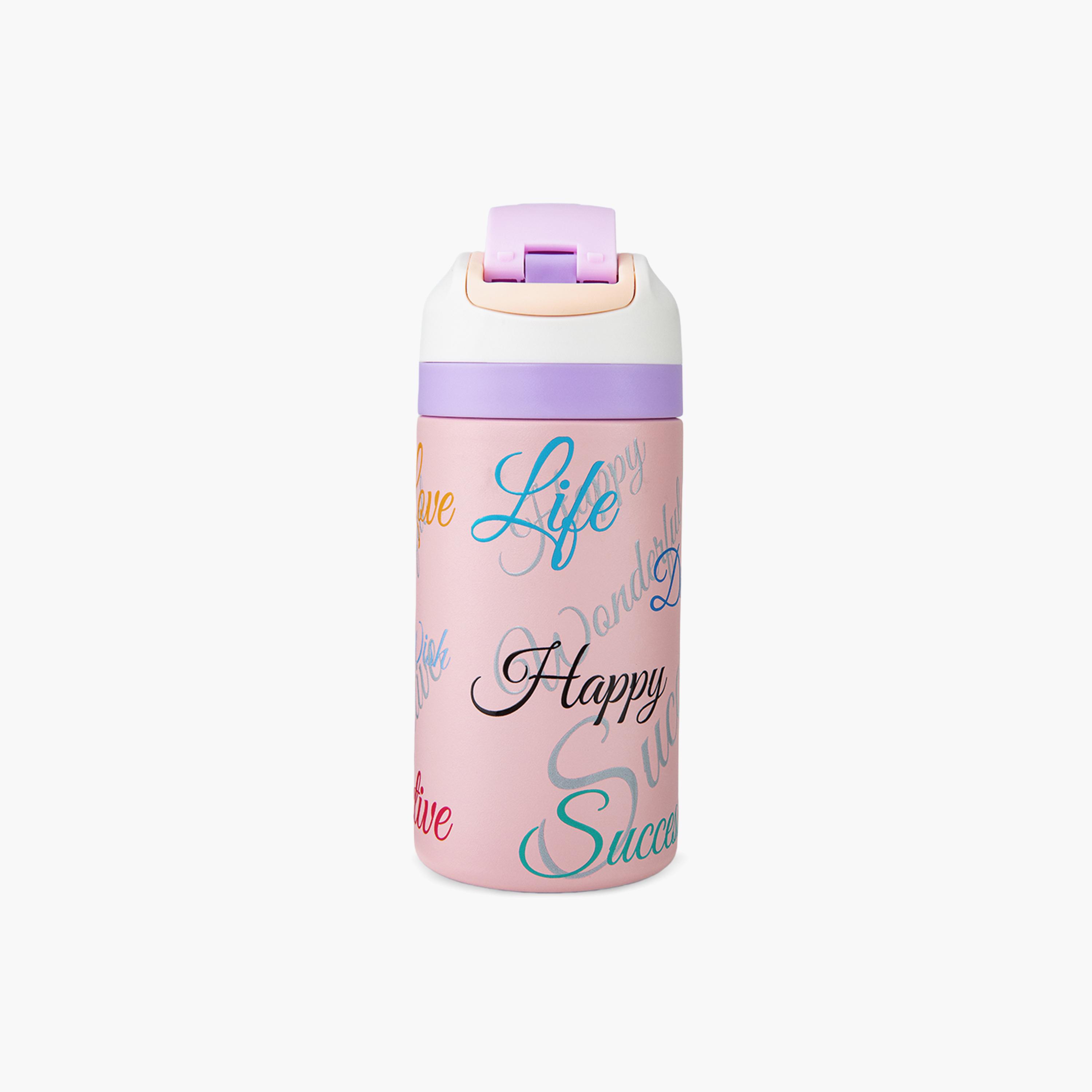 عبوة ماء ستانلس ستيل بلينغ (لامعة) مع ماصة وفوهة ومقبض | 445 مل من إيزي كيدز-school-waterbottles-image-9