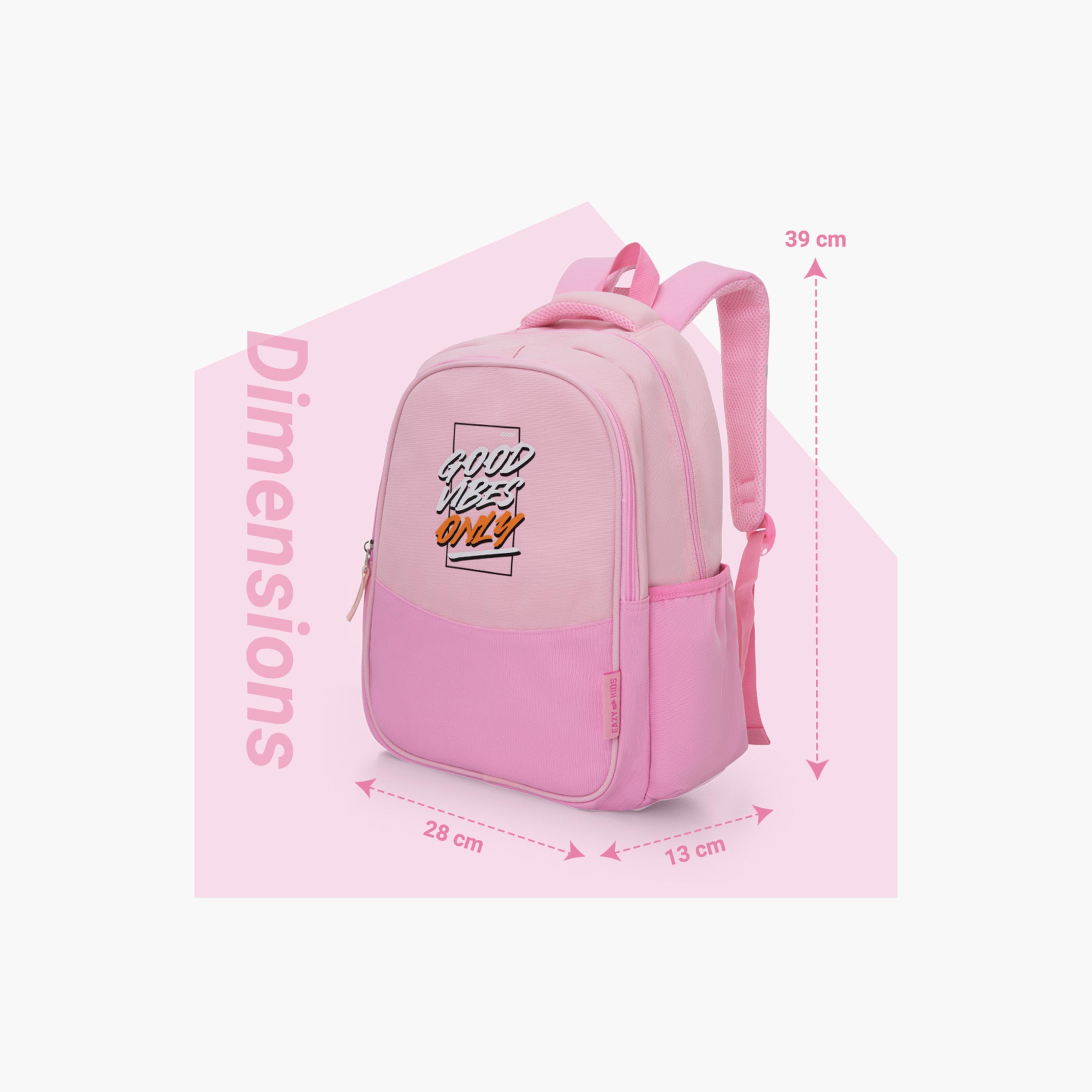 Eazy Kids Lightweight School Bag with Laptop Sleeve - Good Vibes - Pink - 15.3 Inch-school-bagsandbackpacks-backpacks-image-3