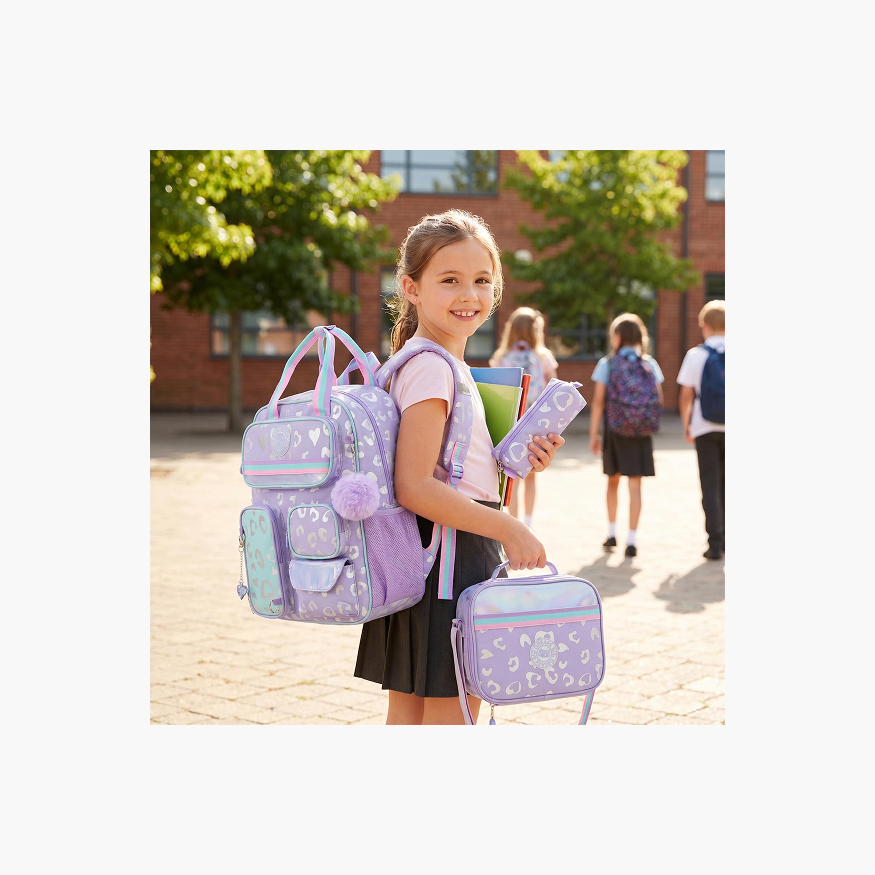 Eazy Kids 3-Piece School Backpack with Lunch Bag & Pencil Case - Purple - 17 Inch-school-bagsandbackpacks-backpacks-image-6