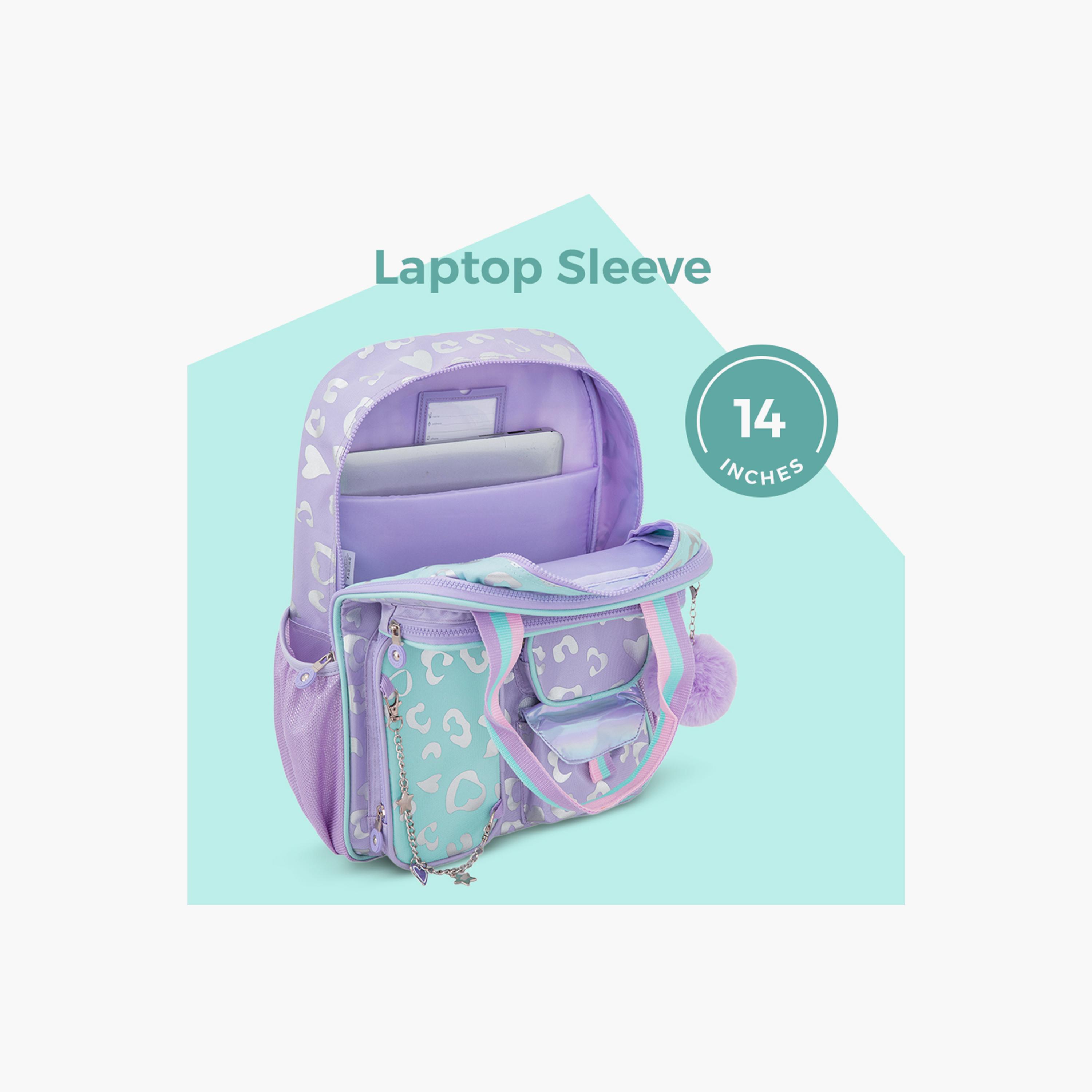 Eazy Kids 3-Piece School Backpack with Lunch Bag & Pencil Case - Purple - 17 Inch-school-bagsandbackpacks-backpacks-image-7