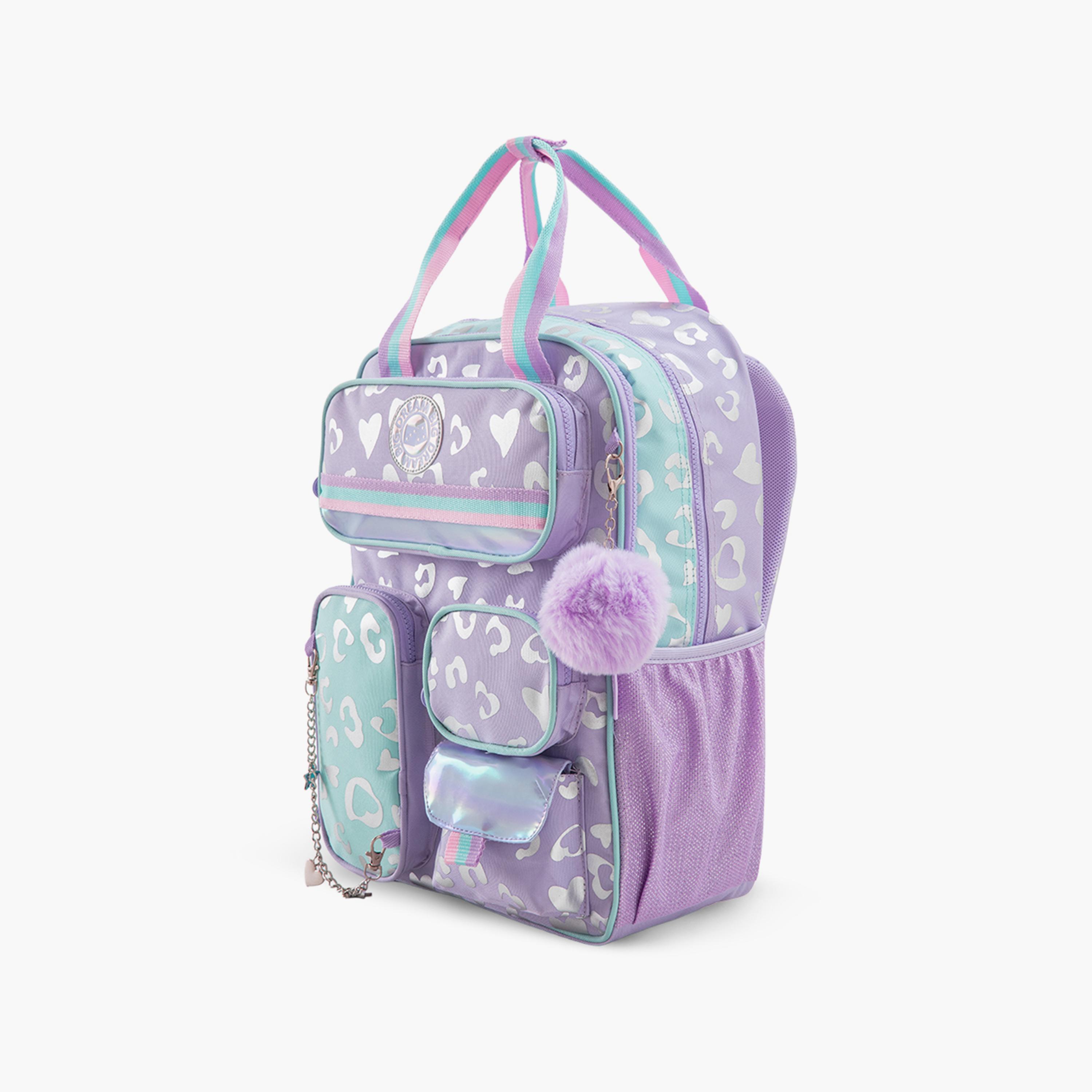 Eazy Kids 3-Piece School Backpack with Lunch Bag & Pencil Case - Purple - 17 Inch-school-bagsandbackpacks-backpacks-image-9