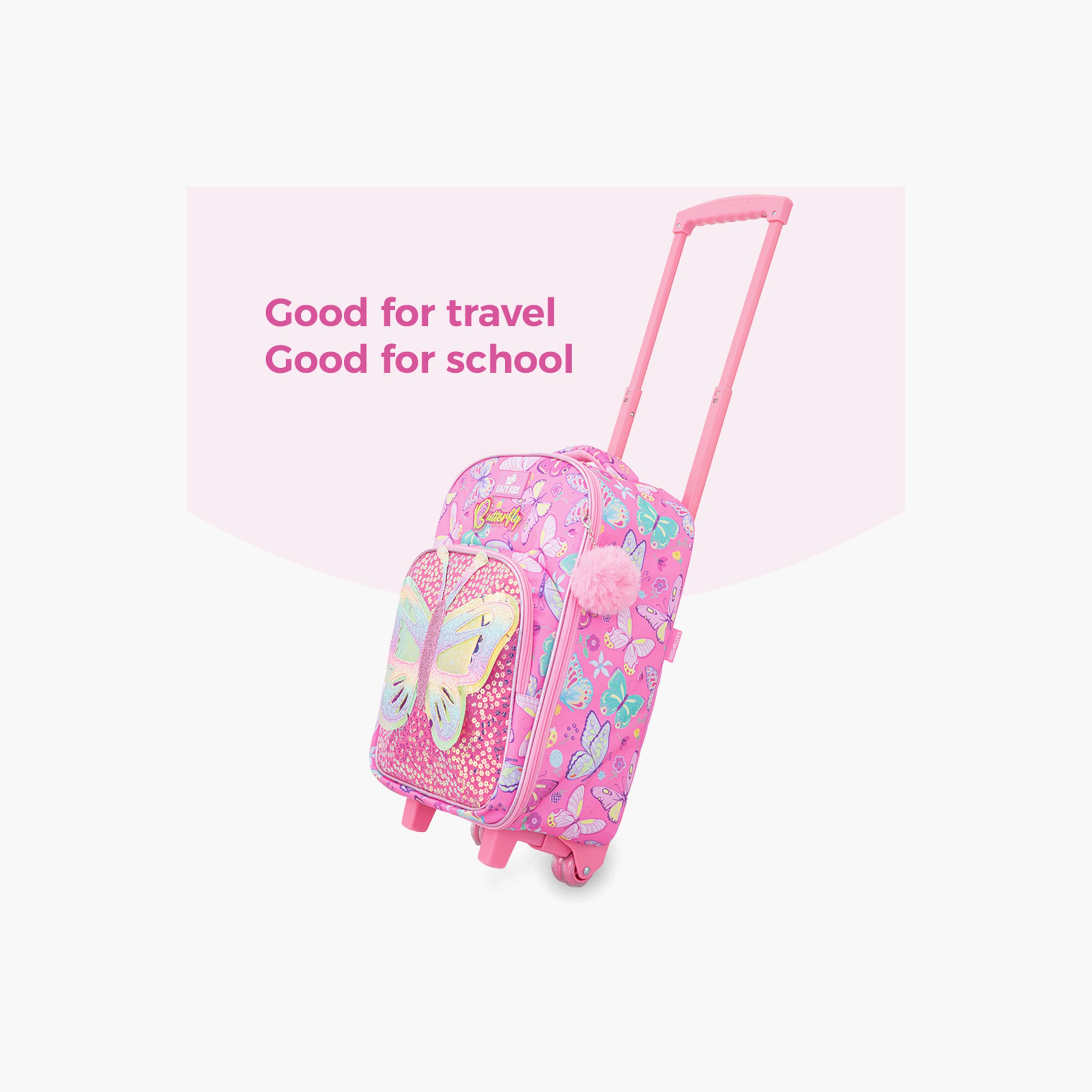 Eazy Kids 3-Piece Trolley School Bag with Lunch Bag & Pencil Case - Butterfly - Pink - 17 Inch-school-bagsandbackpacks-backpacks-image-14