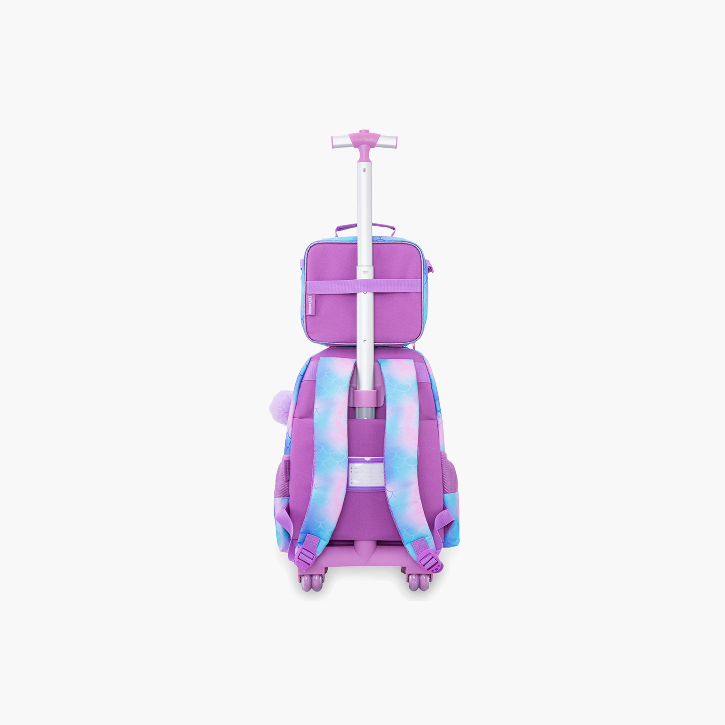 Eazy Kids 3-Piece Trolley School Bag with Lunch Bag & Pencil Case - Mermaid - Pink - 17 Inch-school-bagsandbackpacks-backpacks-image-17