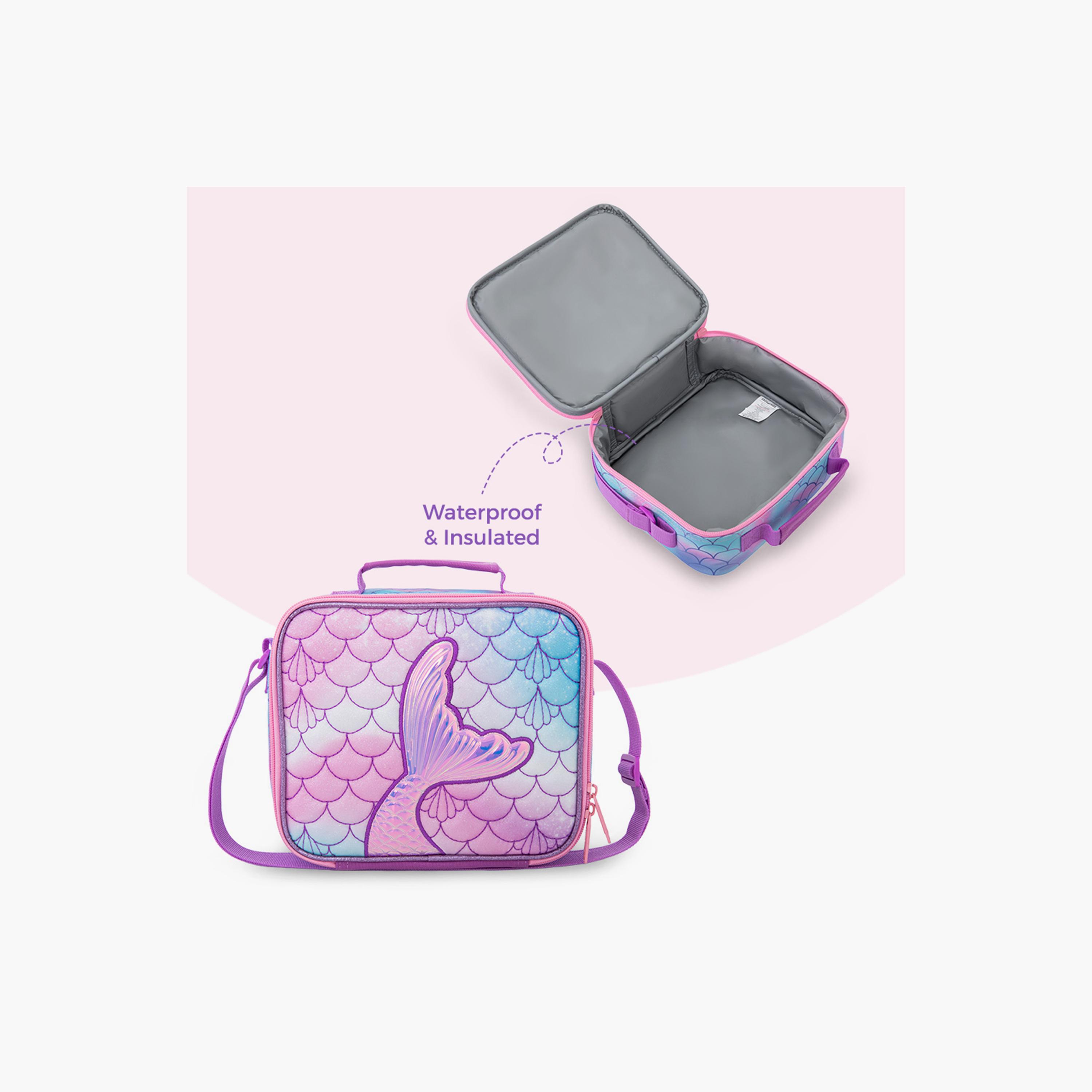 Eazy Kids 3-Piece Trolley School Bag with Lunch Bag & Pencil Case - Mermaid - Pink - 17 Inch-school-bagsandbackpacks-backpacks-image-3