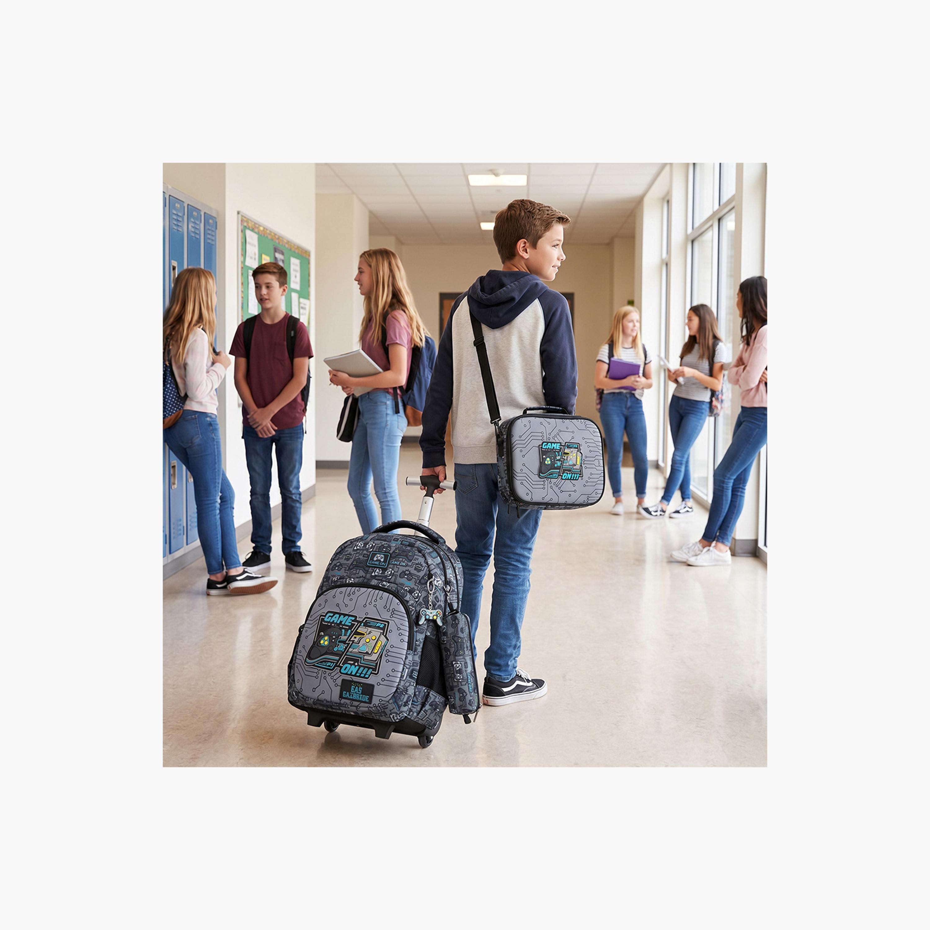 Eazy Kids 3-Piece Trolley School Bag with Lunch Bag & Pencil Case - Gamer - Grey - 17 Inch-school-bagsandbackpacks-backpacks-image-10