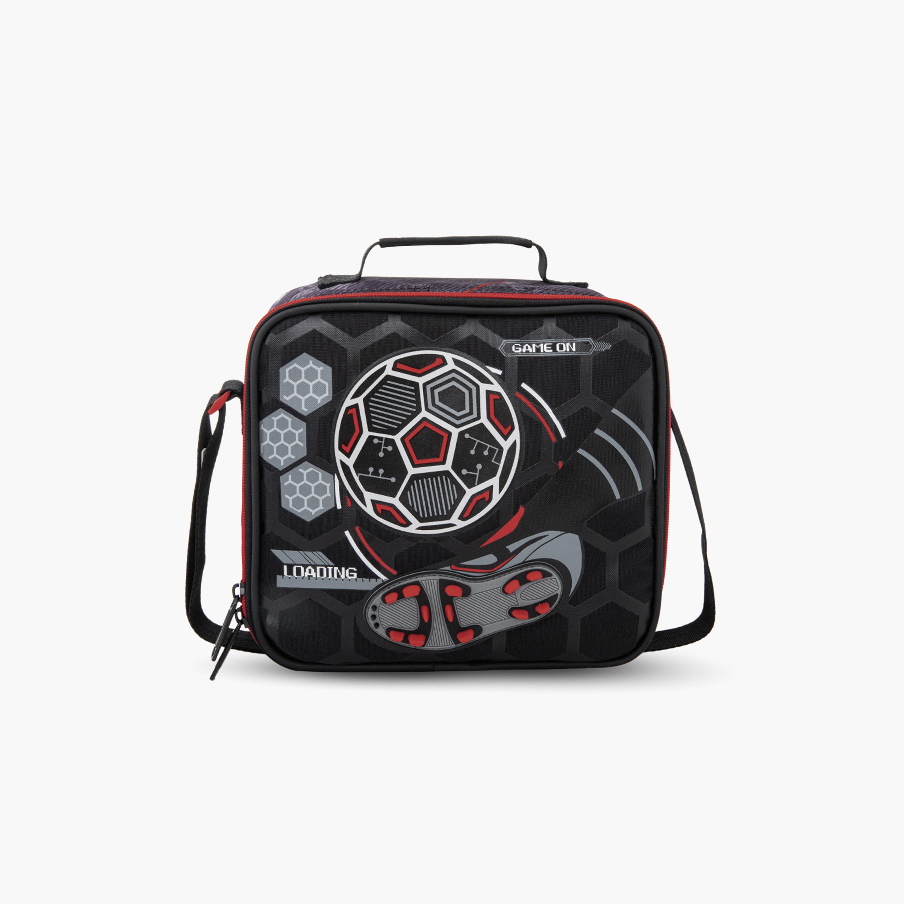 Eazy Kids 3-Piece Trolley School Bag with Lunch Bag & Pencil Case - Football - Black - 17 Inch-school-bagsandbackpacks-backpacks-image-3