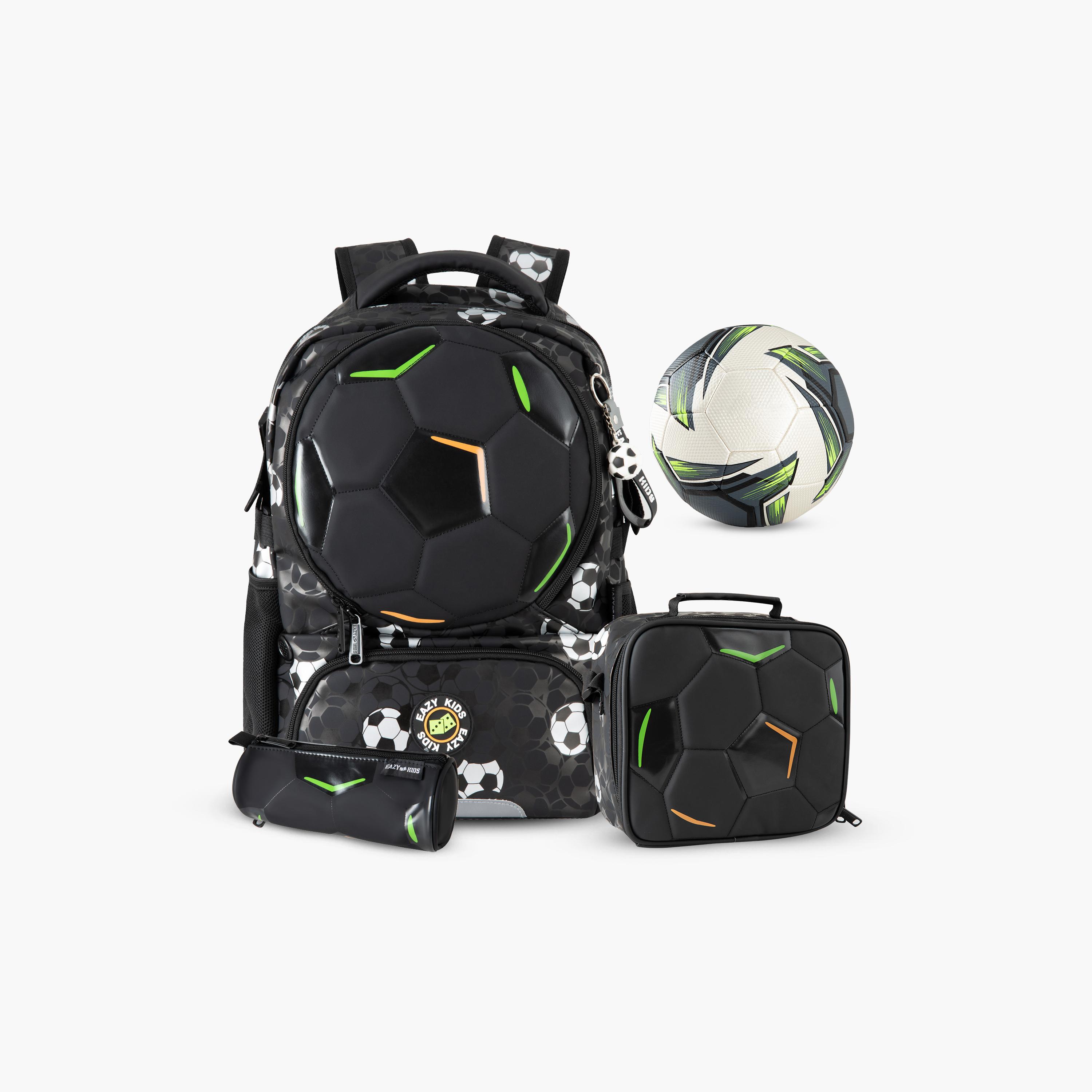 Eazy Kids Footballer Backpack with Free Football - Black-school-bagsandbackpacks-backpacks-image-1