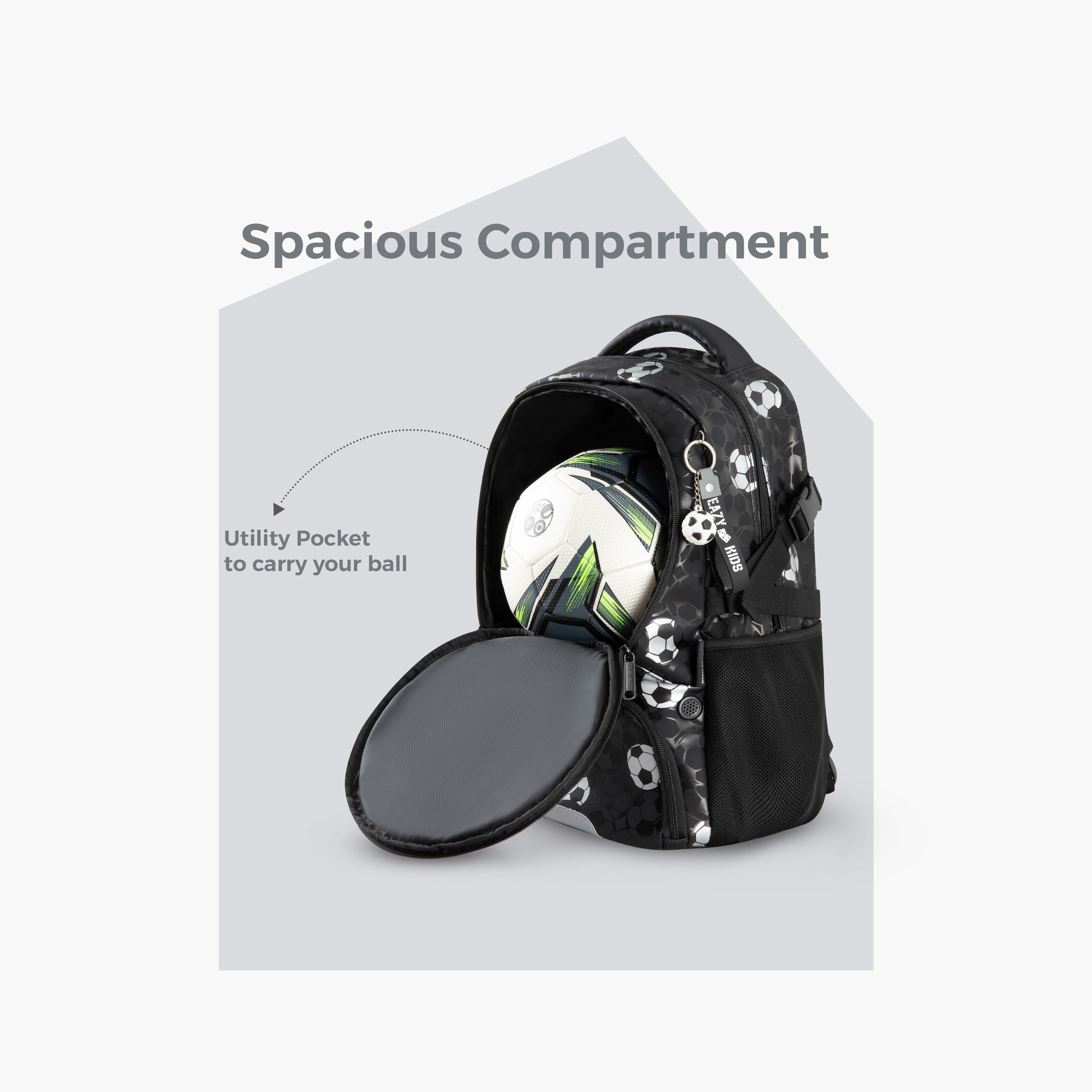 Eazy Kids Footballer Backpack with Free Football - Black-school-bagsandbackpacks-backpacks-image-6