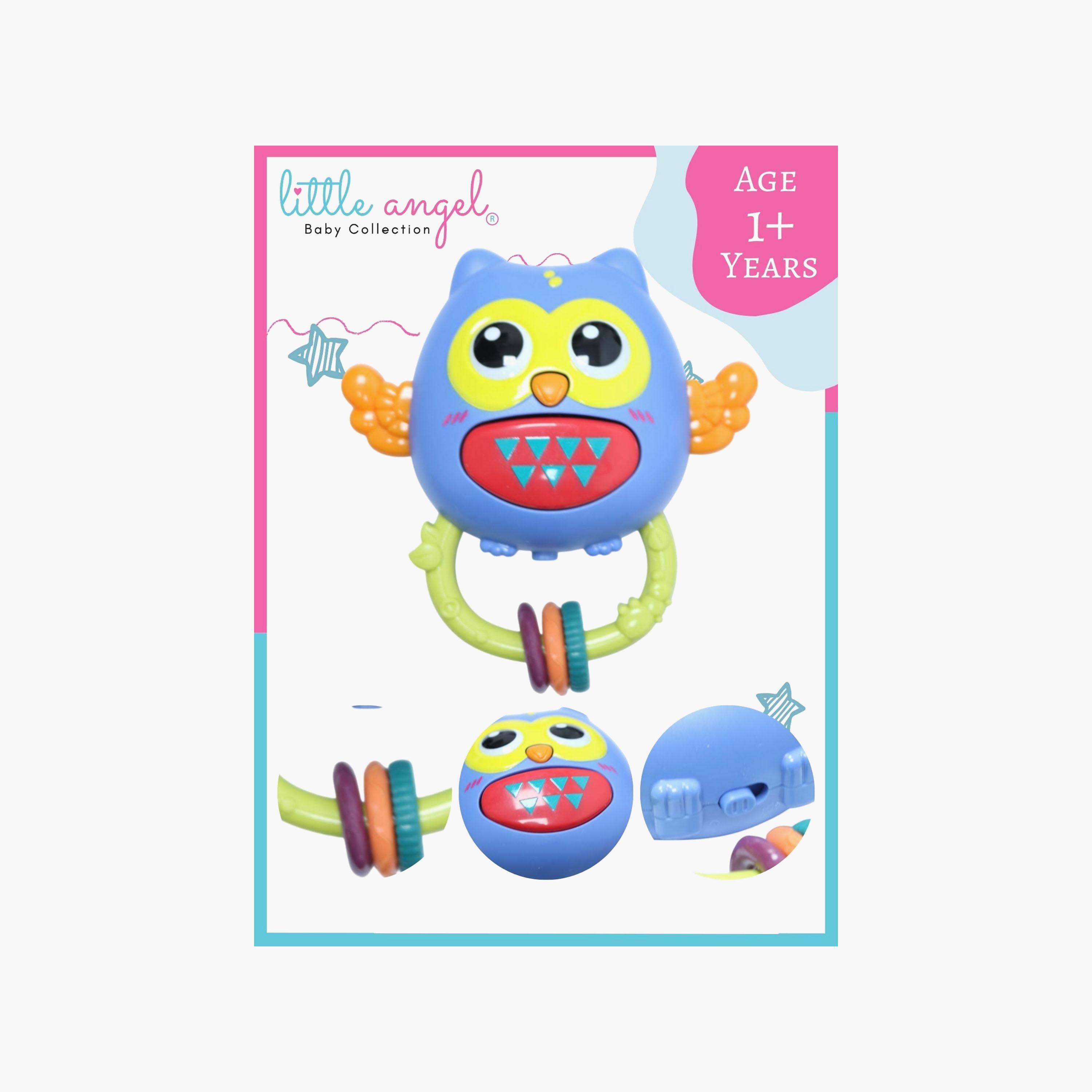 Little Angel Musical Owl Rattle Interactive Sensory Teething Toy-toys-babyandtoddlertoys-rattlesandteethers-image-4