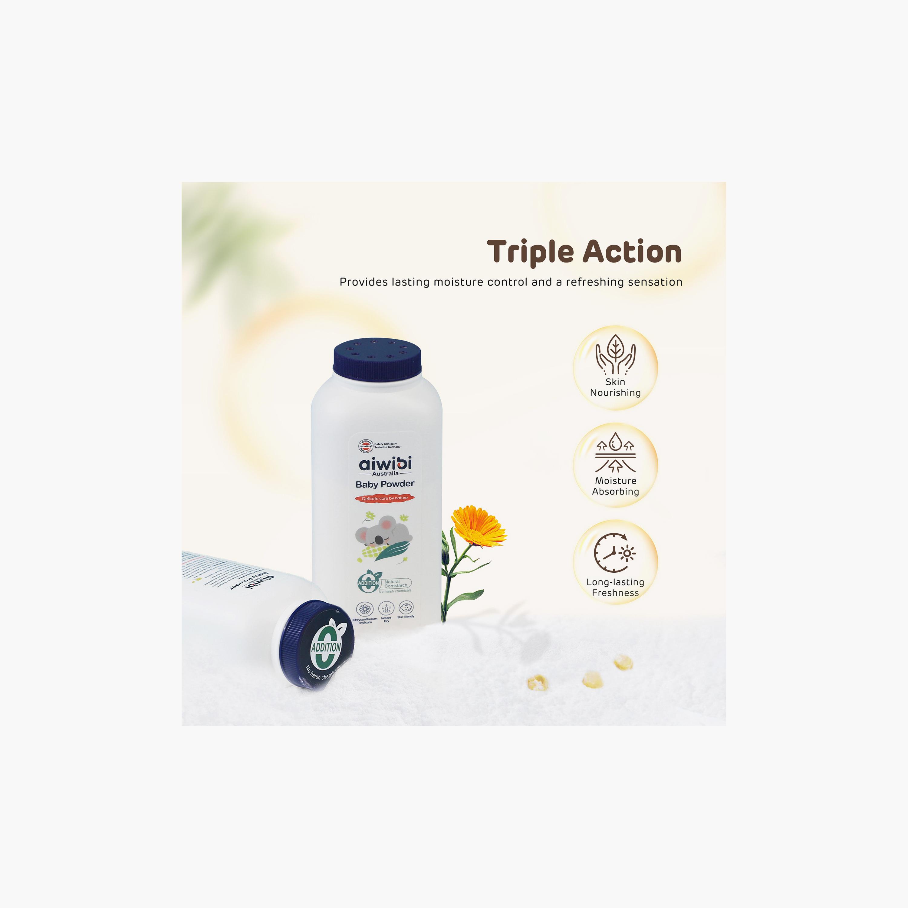 Aiwibi Triple Action Baby Powder - 200 gm-baby-bathandcare-hairbodyskincare-babypowder-image-2