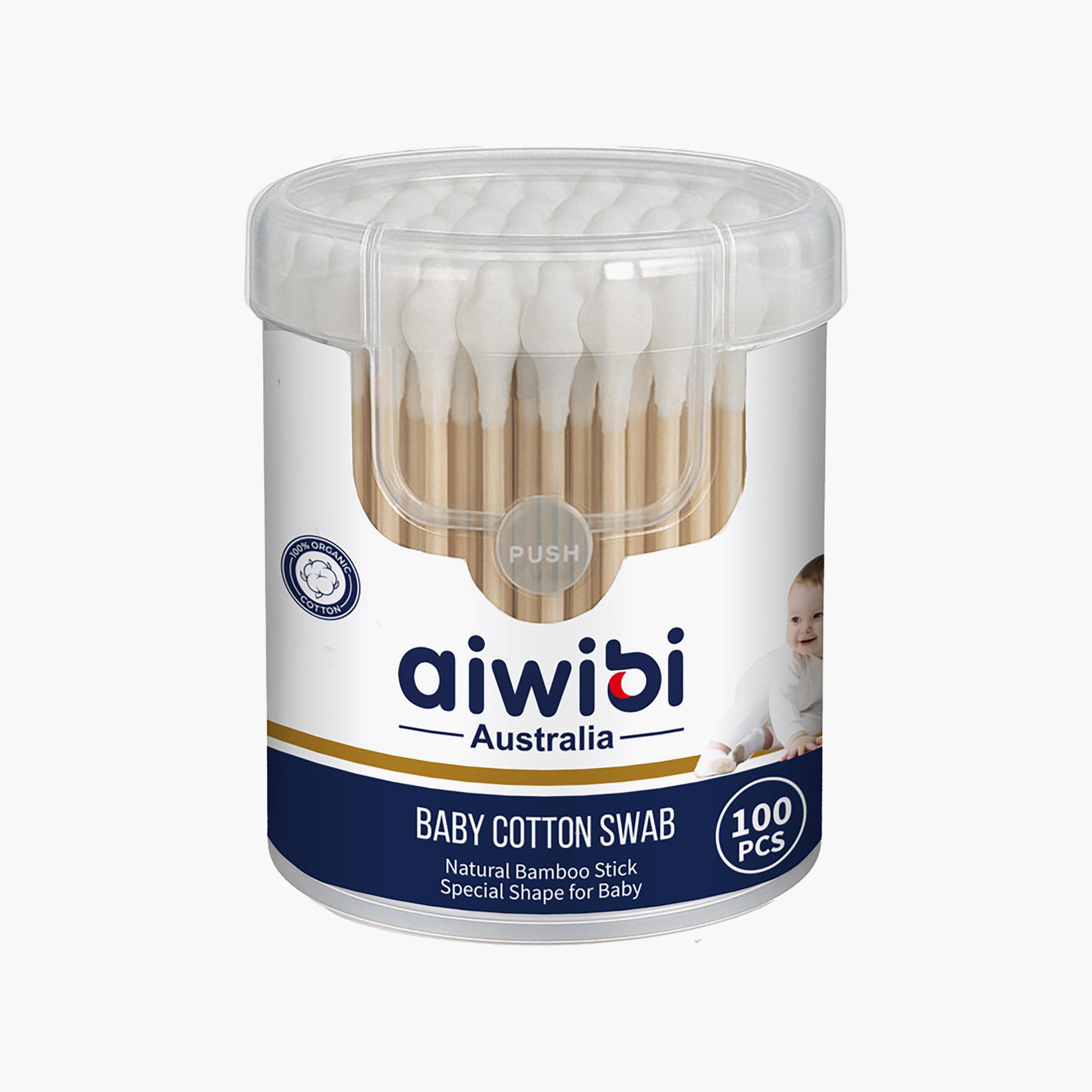 Aiwibi 100-Piece Baby Cotton Swabs Natural Bamboo Sticks-beautyandpersonalcare-babycare-wipesandbuds-image-1