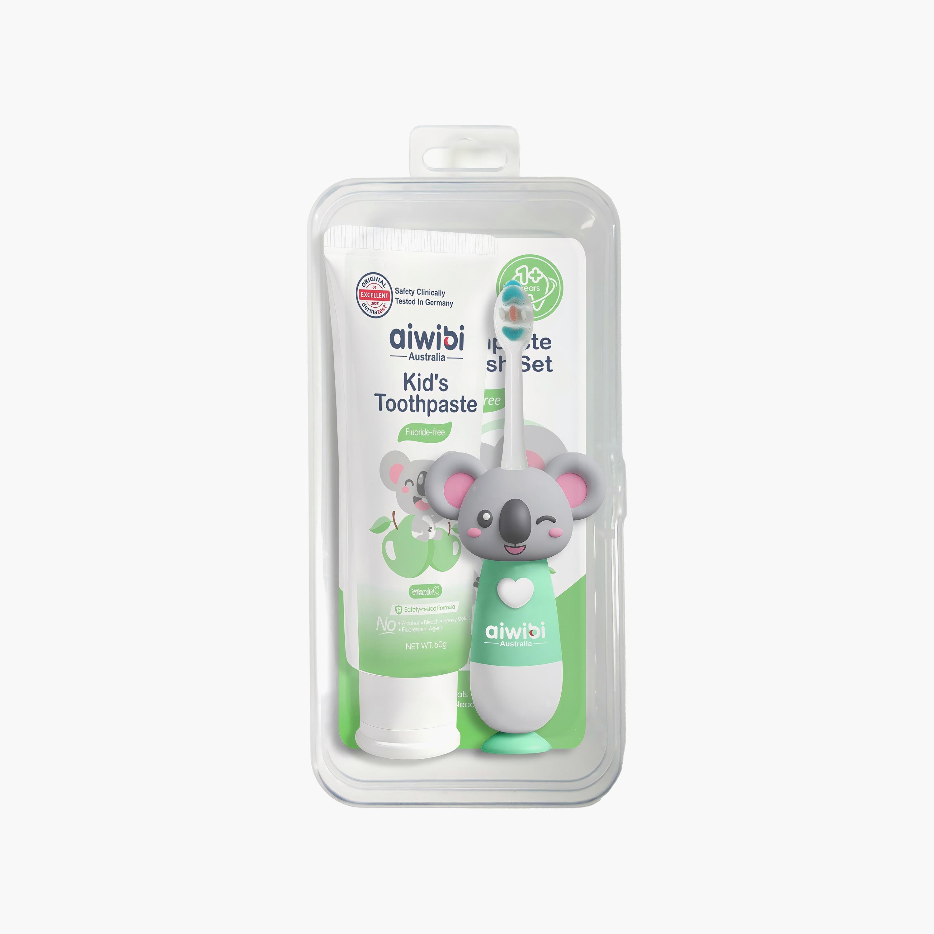 Aiwibi Kid's Toothpaste & Toothbrush Set - Apple-baby-bathandcare-oralcare-teethanddentalcare-image-1