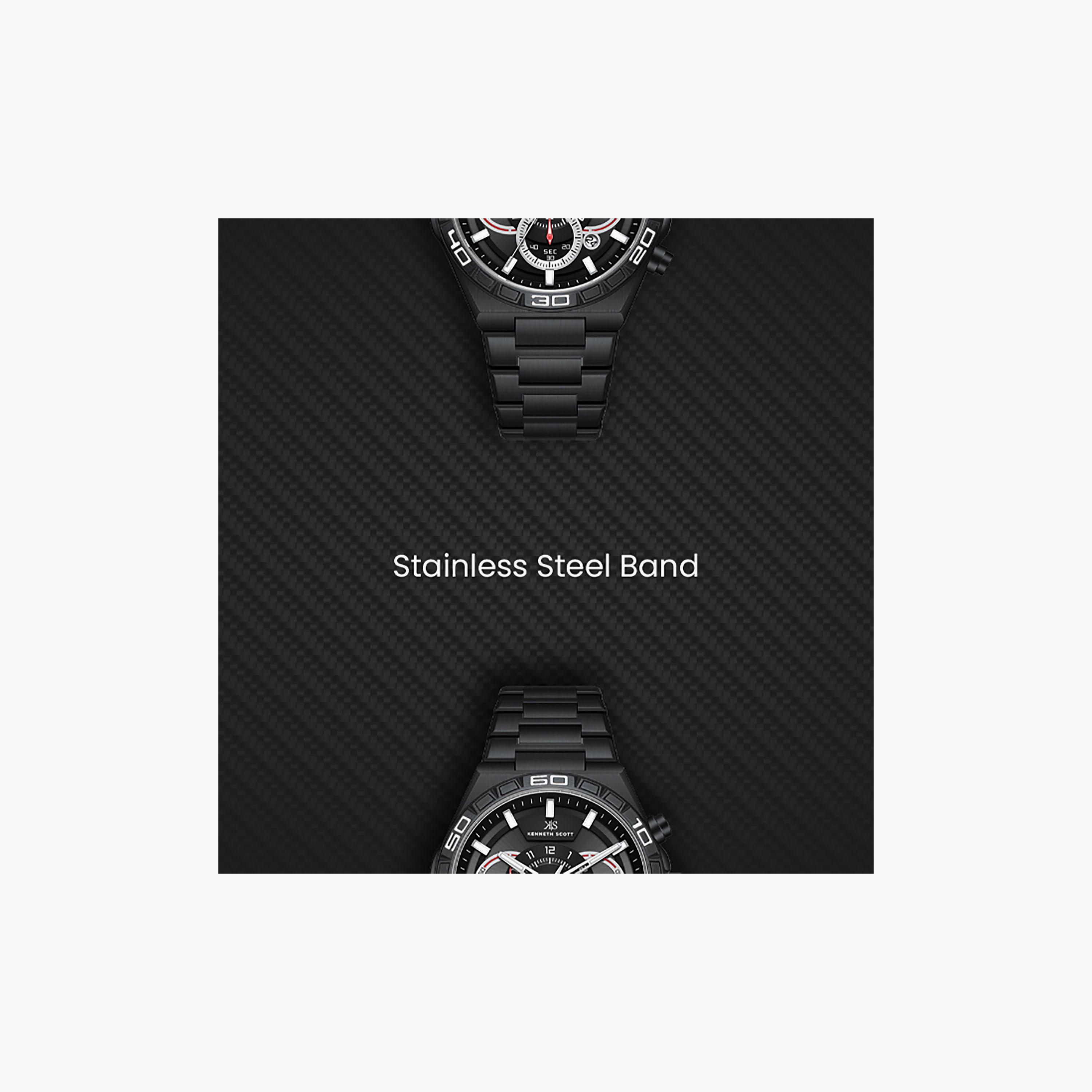 Kenneth Scott Men's 43 MM Chronograph Black Dial Stainless Steel Strap | K26101-BBBB-men-watchesandjewellery-watches-image-5