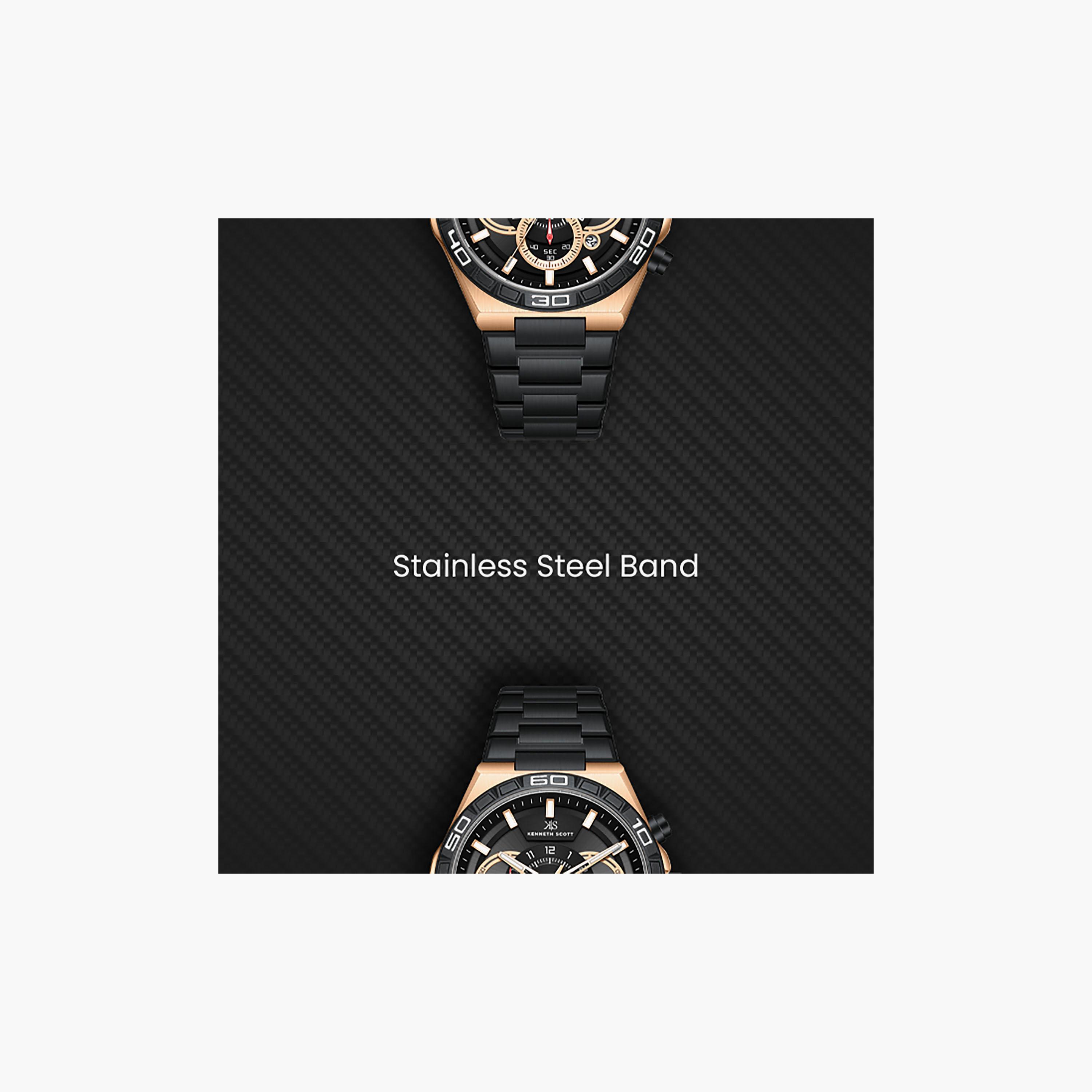 Kenneth Scott Men's 43 MM Chronograph Black Dial Stainless Steel Strap | K26101-KBBB-men-watchesandjewellery-watches-image-5
