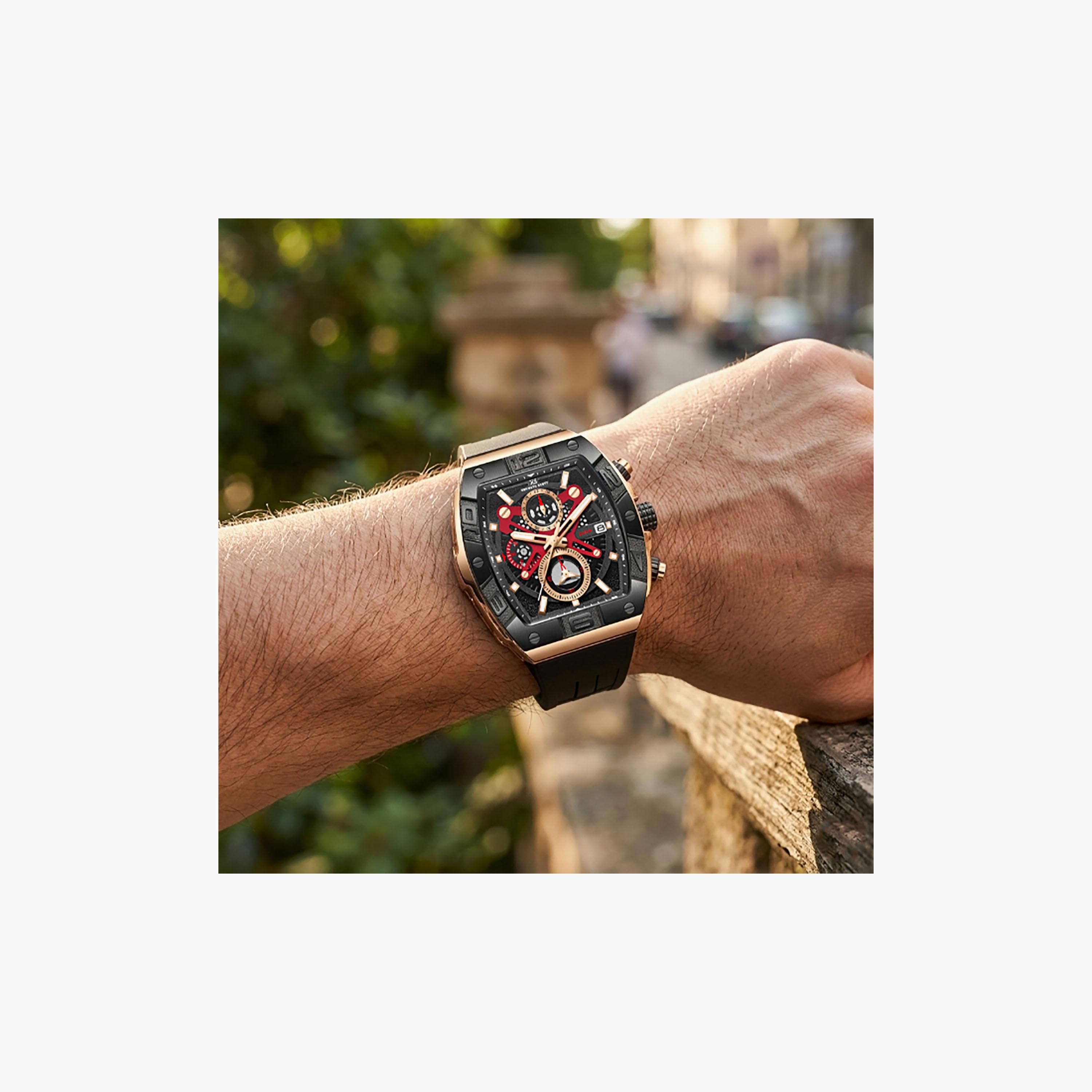 Kenneth Scott Men's 44 MM Chronograph Black Dial Silicone Strap | K26102-BSBB-men-watchesandjewellery-watches-image-8