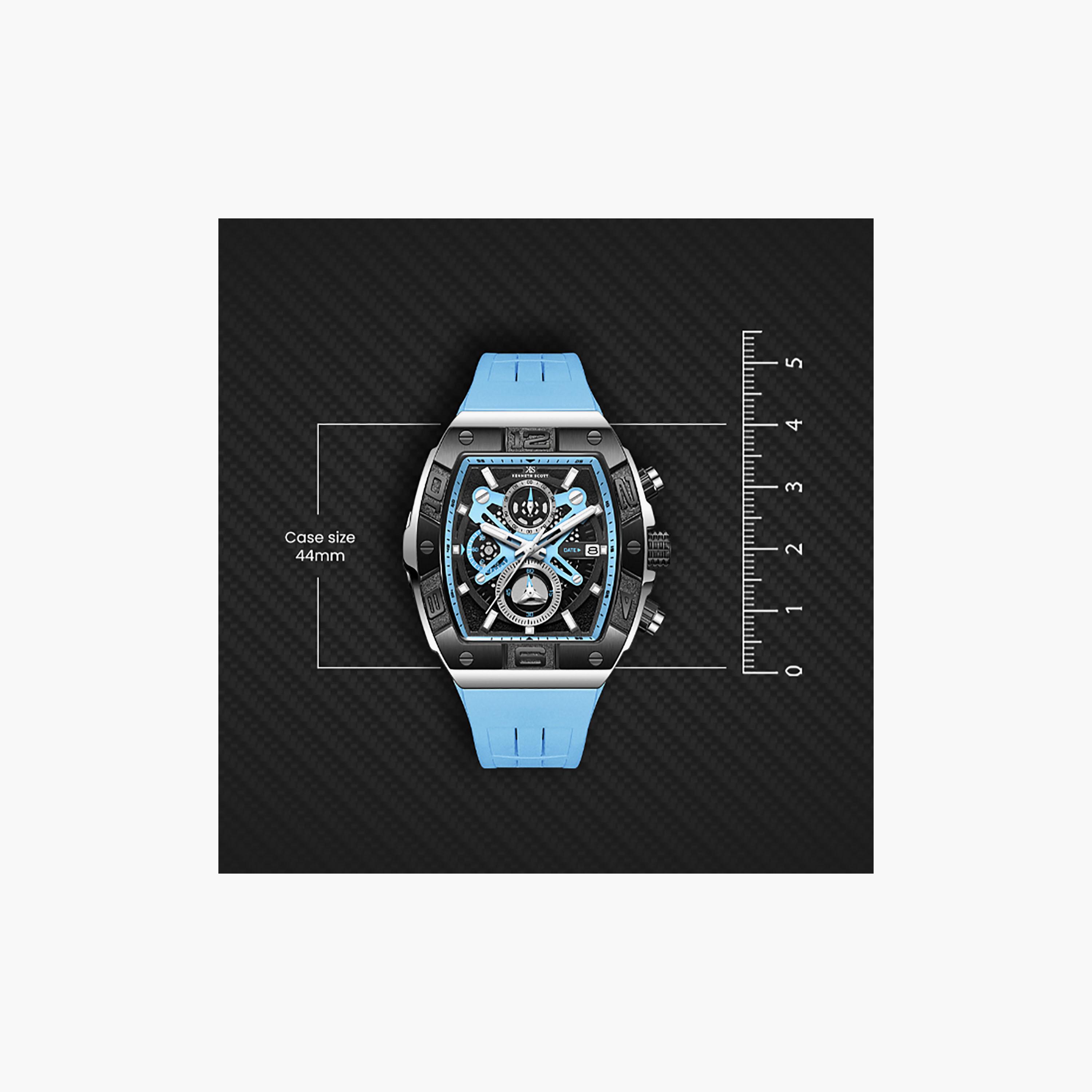 Kenneth Scott Men's 44 MM Chronograph Black Dial Silicone Strap | K26102-BSLB-men-watchesandjewellery-watches-image-4