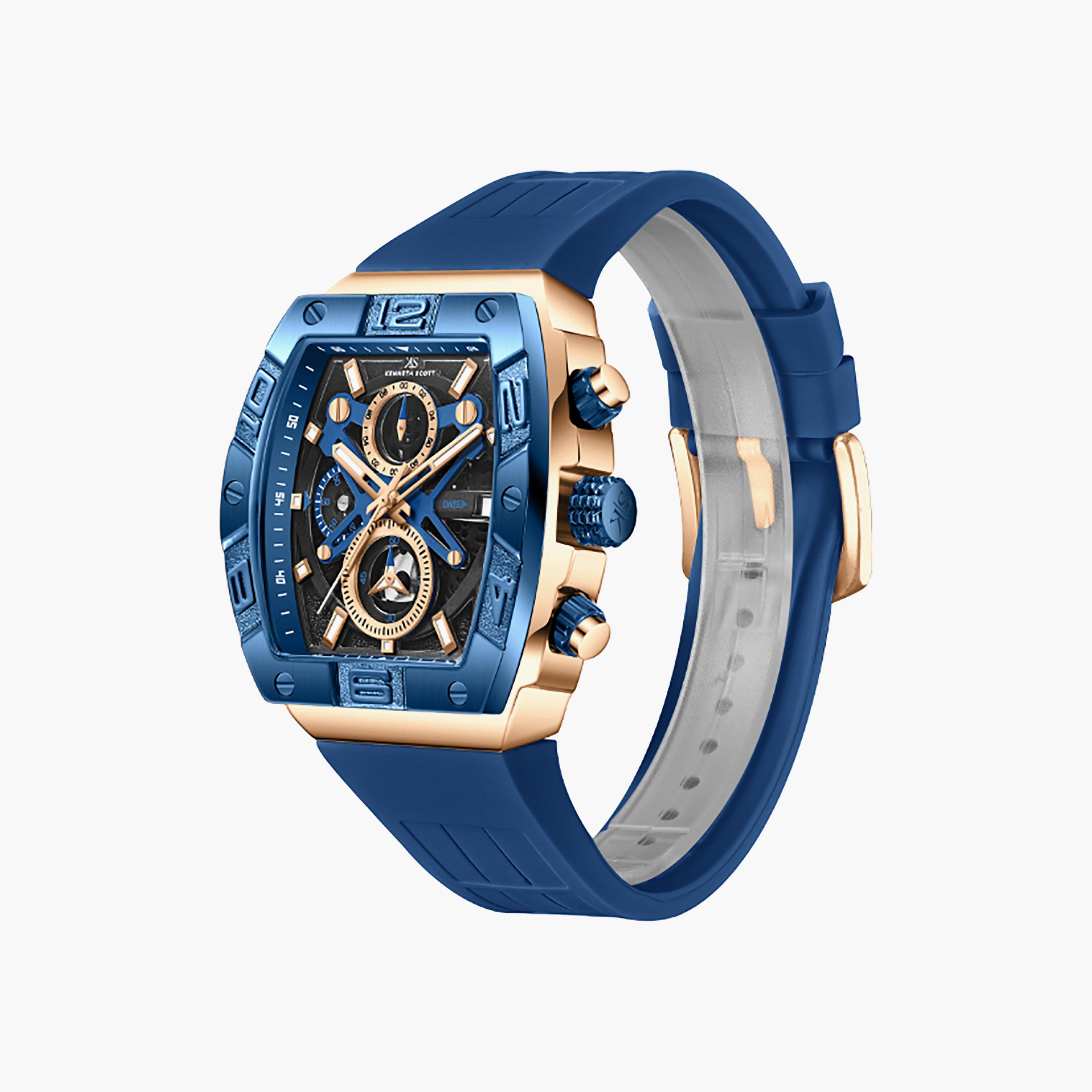 Kenneth Scott Men's 44 MM Chronograph Black Dial Silicone Strap | K26102-NSNB-men-watchesandjewellery-watches-image-2