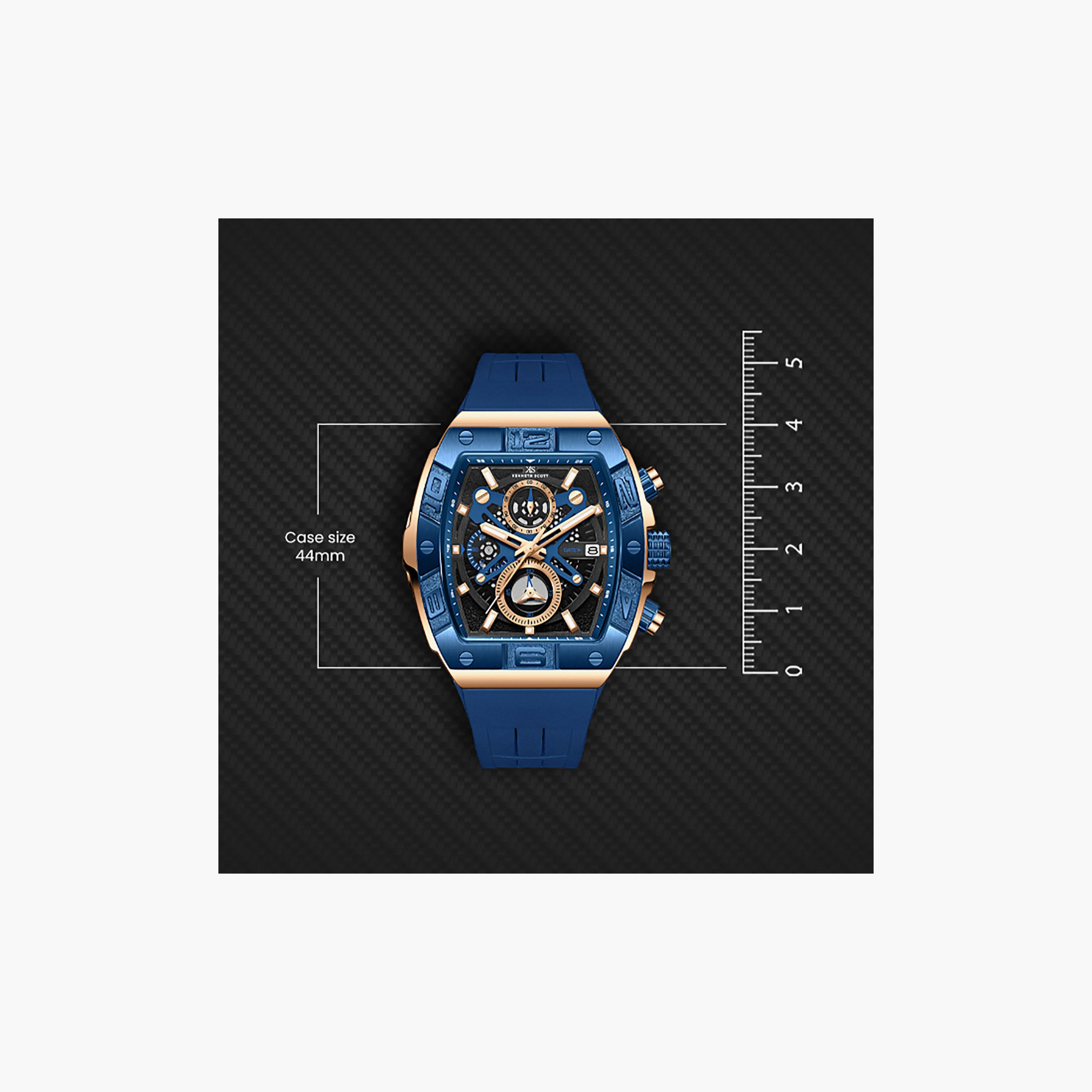 Kenneth Scott Men's 44 MM Chronograph Black Dial Silicone Strap | K26102-NSNB-men-watchesandjewellery-watches-image-4