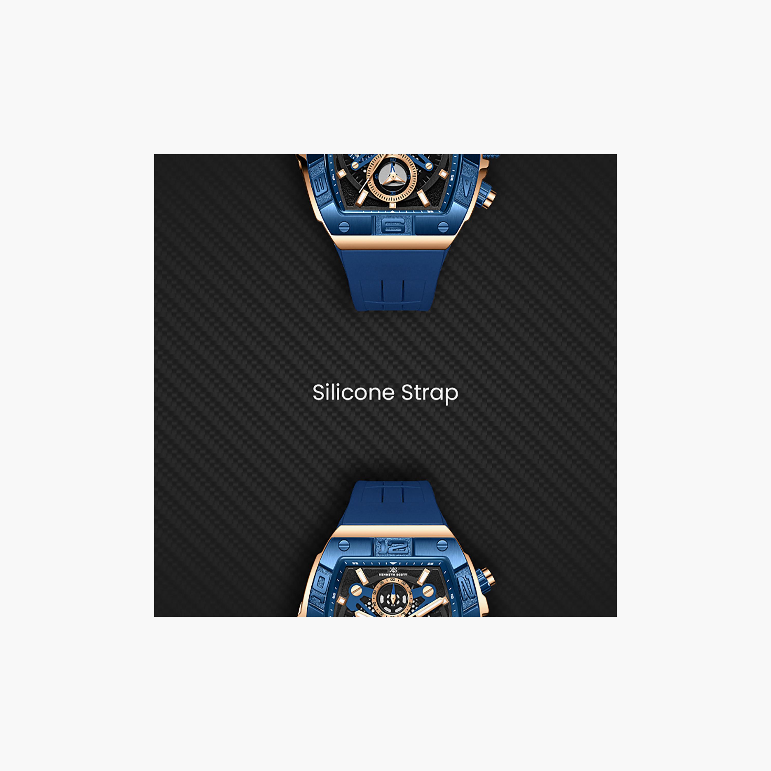 Kenneth Scott Men's 44 MM Chronograph Black Dial Silicone Strap | K26102-NSNB-men-watchesandjewellery-watches-image-5