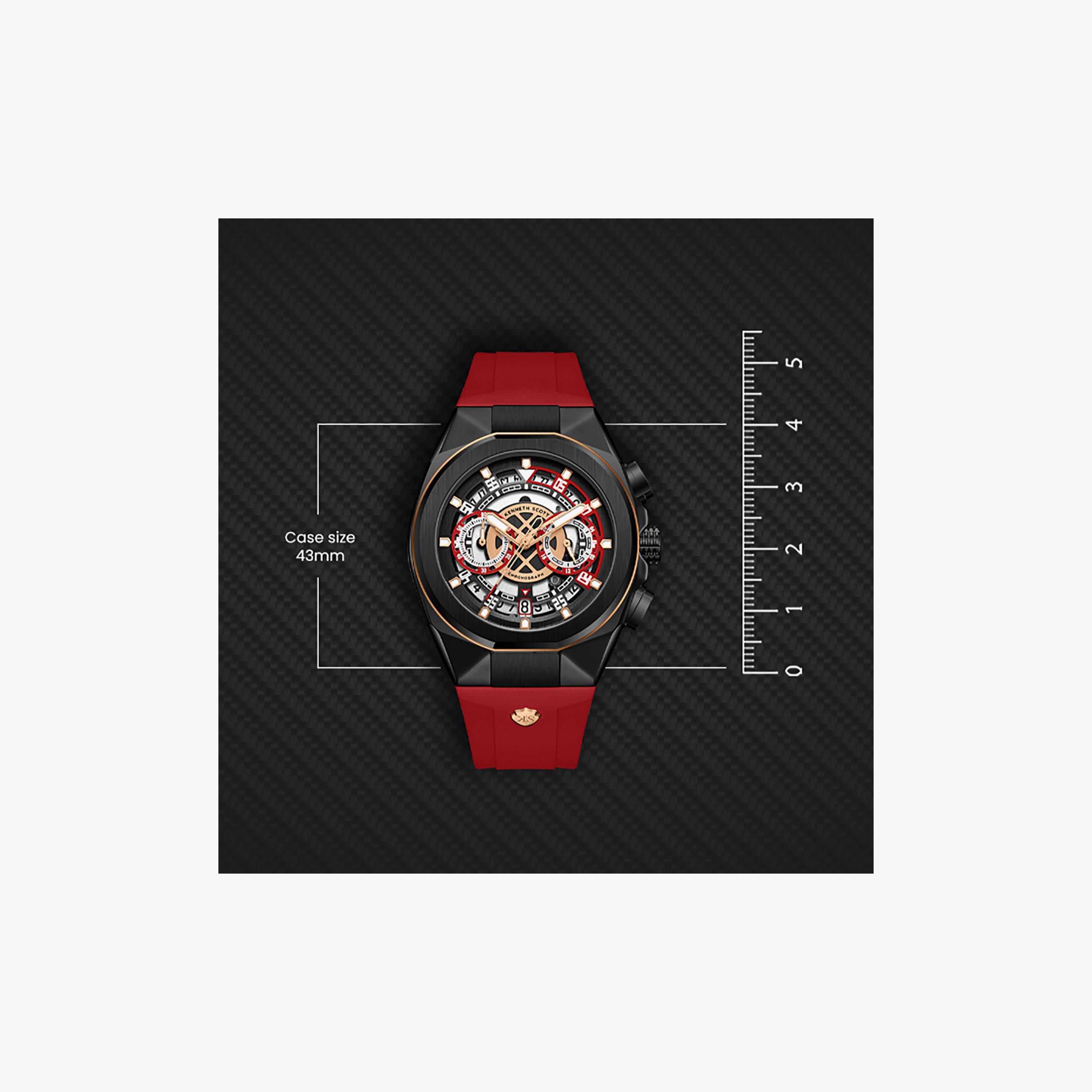 Kenneth Scott Men's 43 MM Chronograph Black Dial Silicone Strap | K26103-BSRB-men-watchesandjewellery-watches-image-4