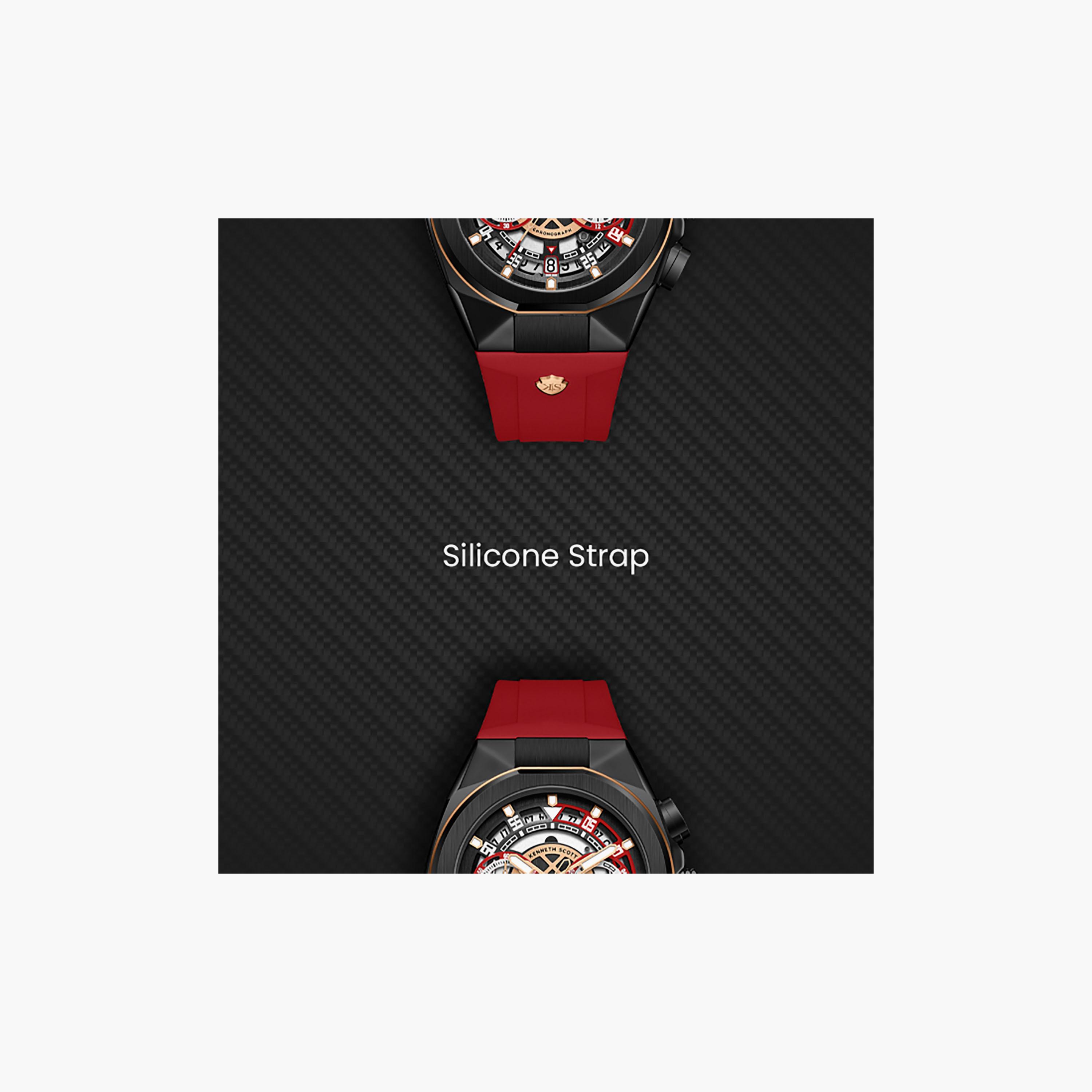 Kenneth Scott Men's 43 MM Chronograph Black Dial Silicone Strap | K26103-BSRB-men-watchesandjewellery-watches-image-5