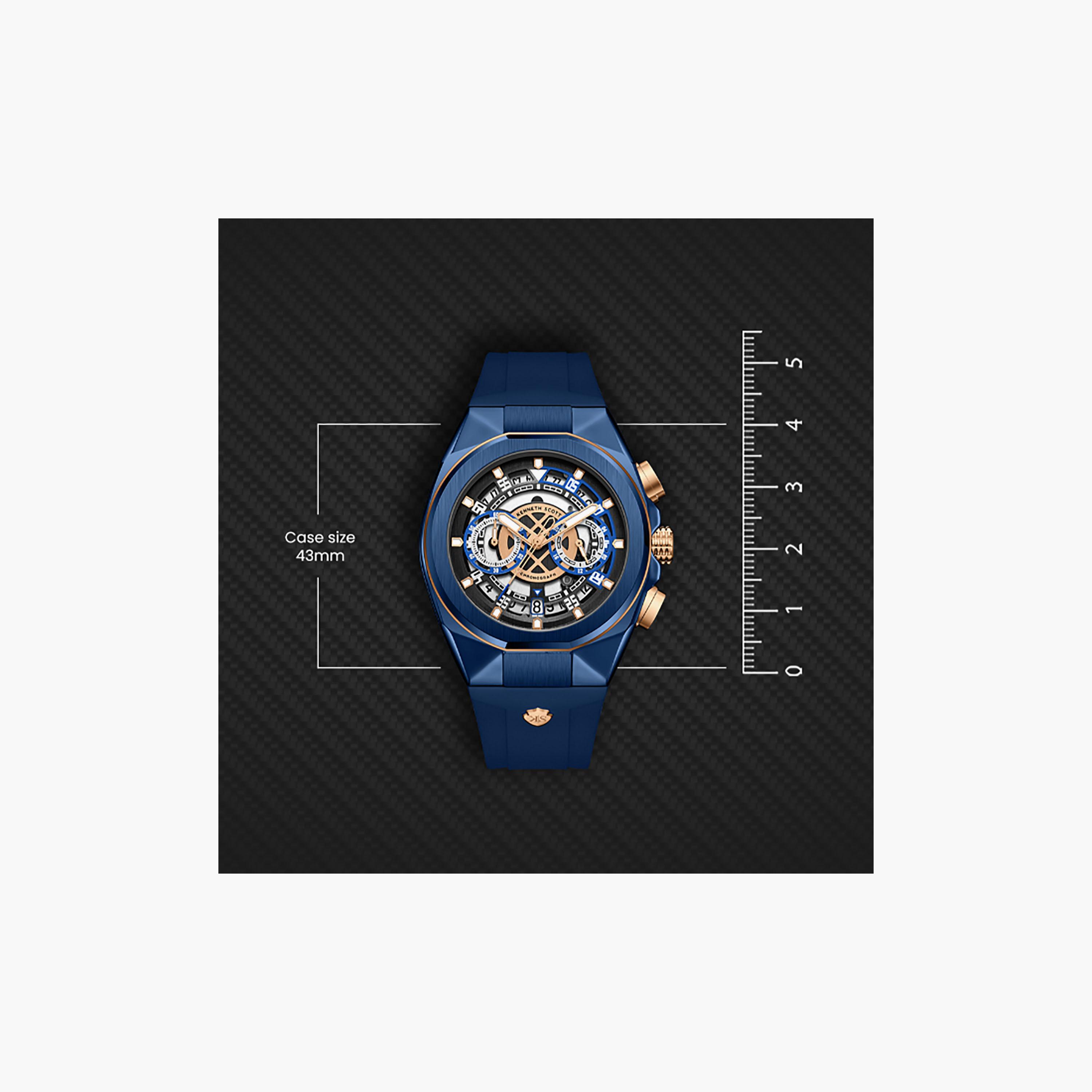 Kenneth Scott Men's 43 MM Chronograph Black Dial Silicone Strap | K26103-NSNB-men-watchesandjewellery-watches-image-4
