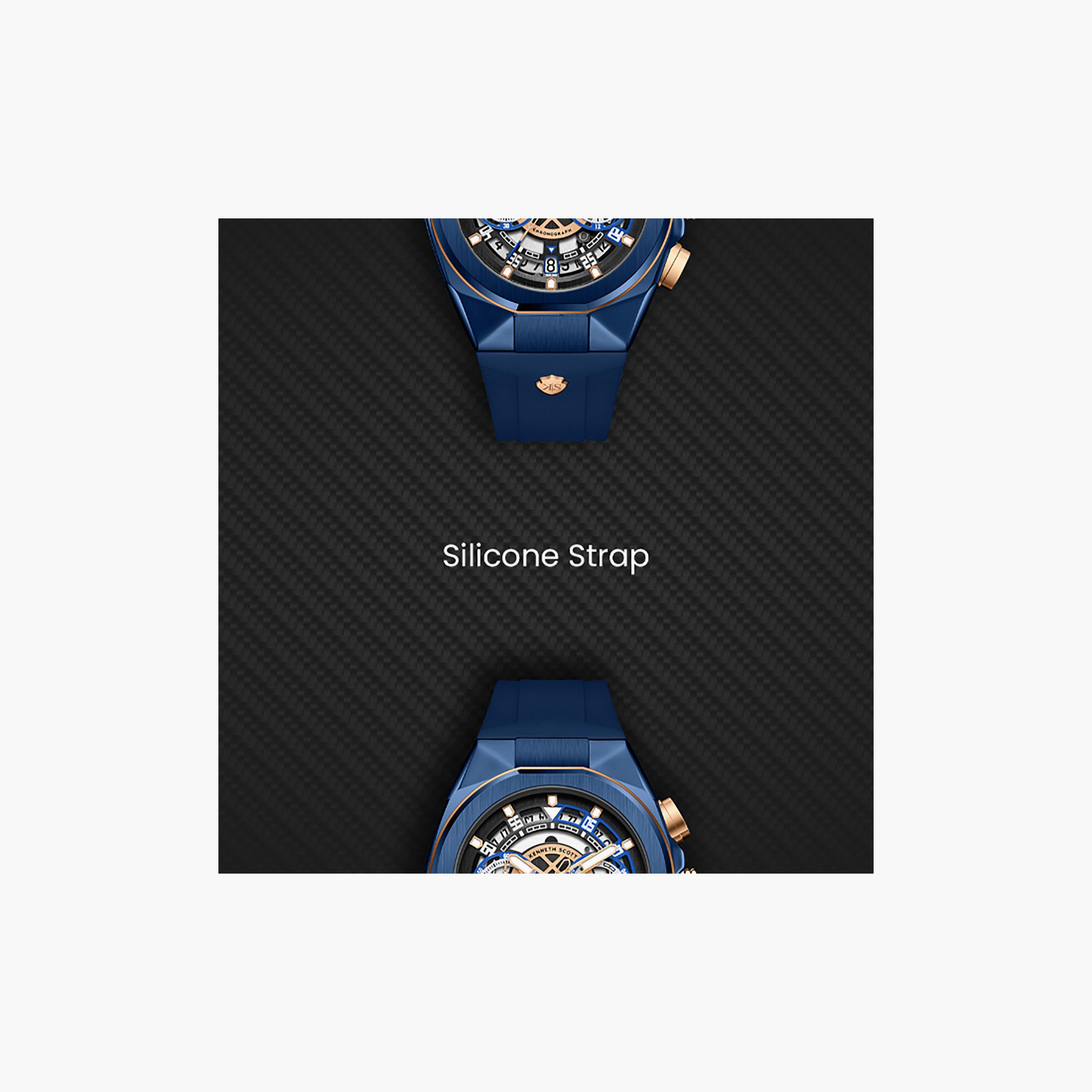 Kenneth Scott Men's 43 MM Chronograph Black Dial Silicone Strap | K26103-NSNB-men-watchesandjewellery-watches-image-5
