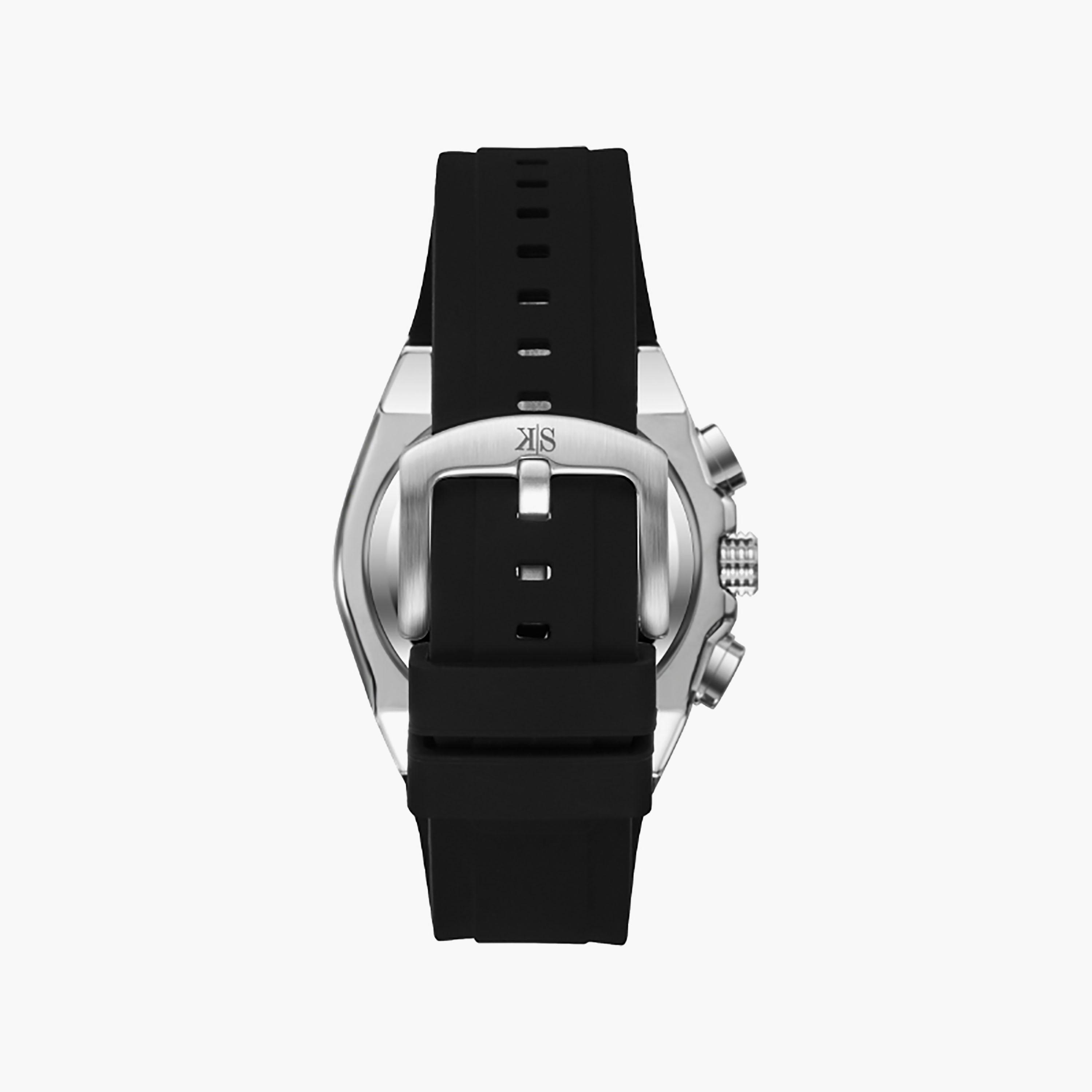 Kenneth Scott Men's 43 MM Chronograph Black Dial Silicone Strap | K26103-SSBB-men-watchesandjewellery-watches-image-3