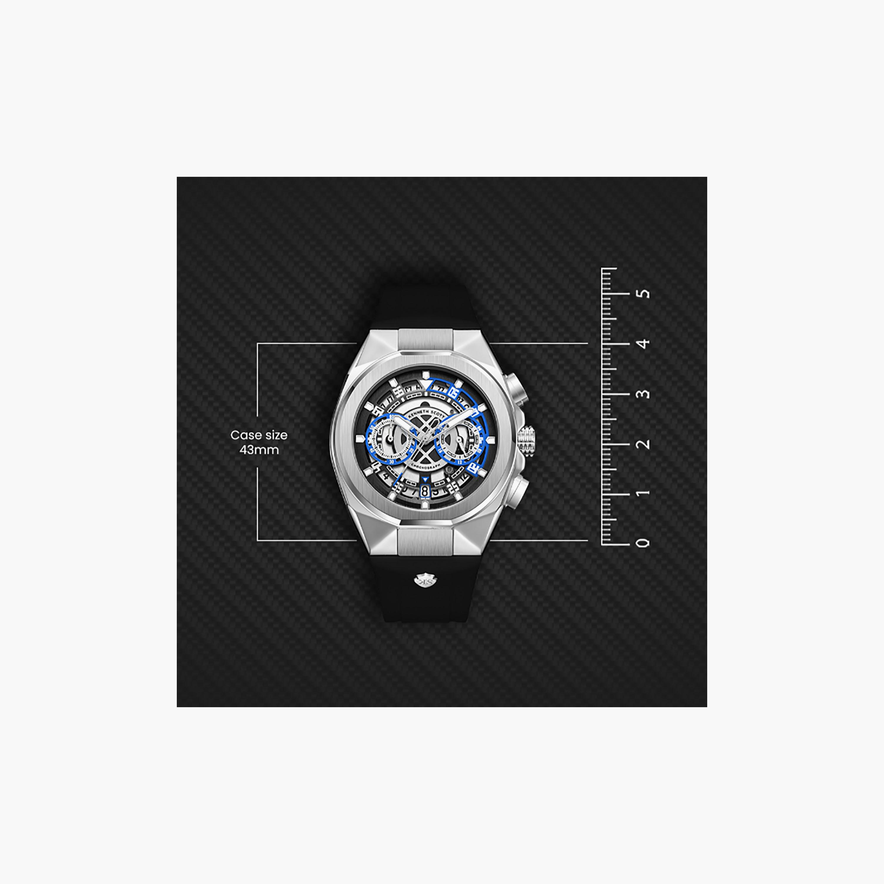 Kenneth Scott Men's 43 MM Chronograph Black Dial Silicone Strap | K26103-SSBB-men-watchesandjewellery-watches-image-4