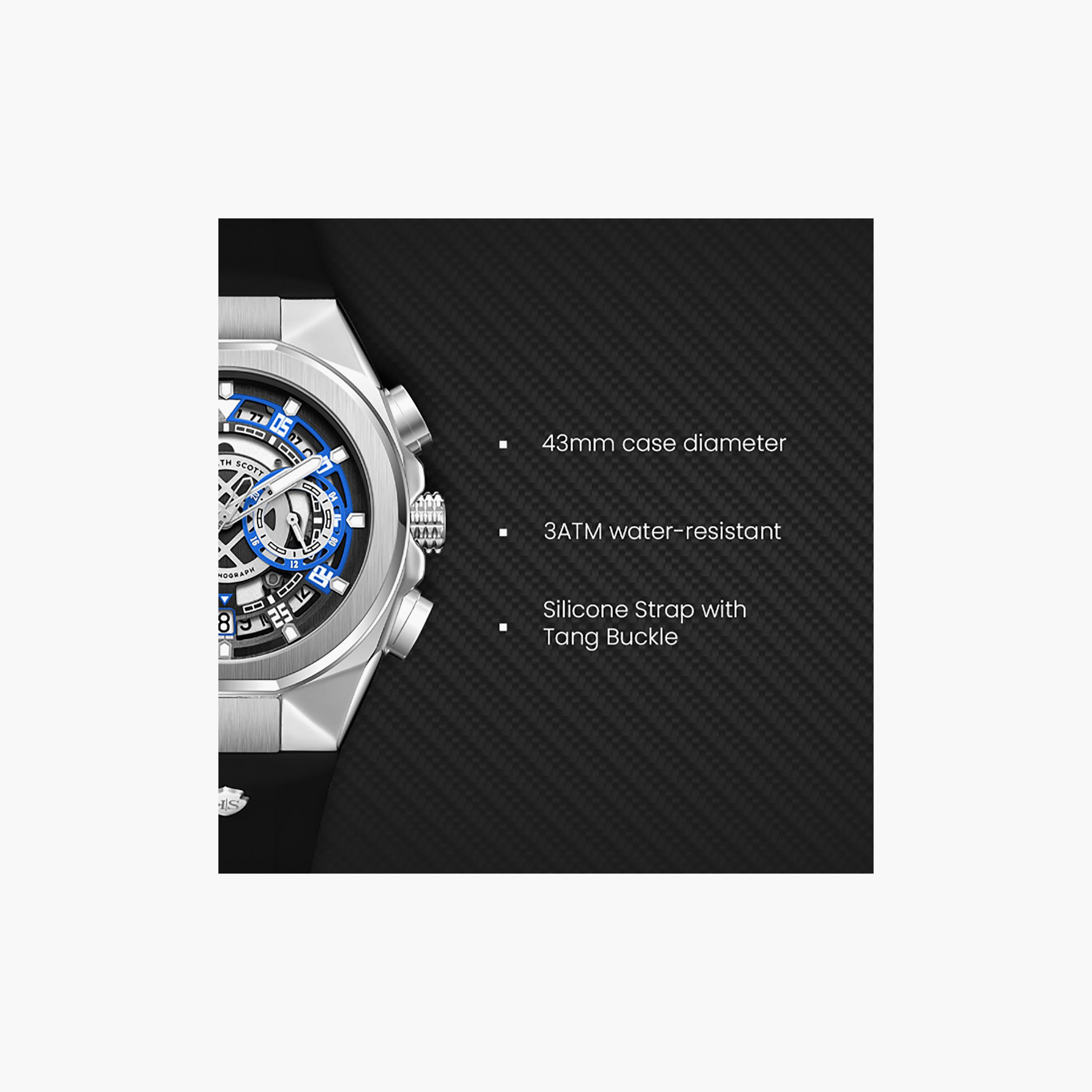 Kenneth Scott Men's 43 MM Chronograph Black Dial Silicone Strap | K26103-SSBB-men-watchesandjewellery-watches-image-7