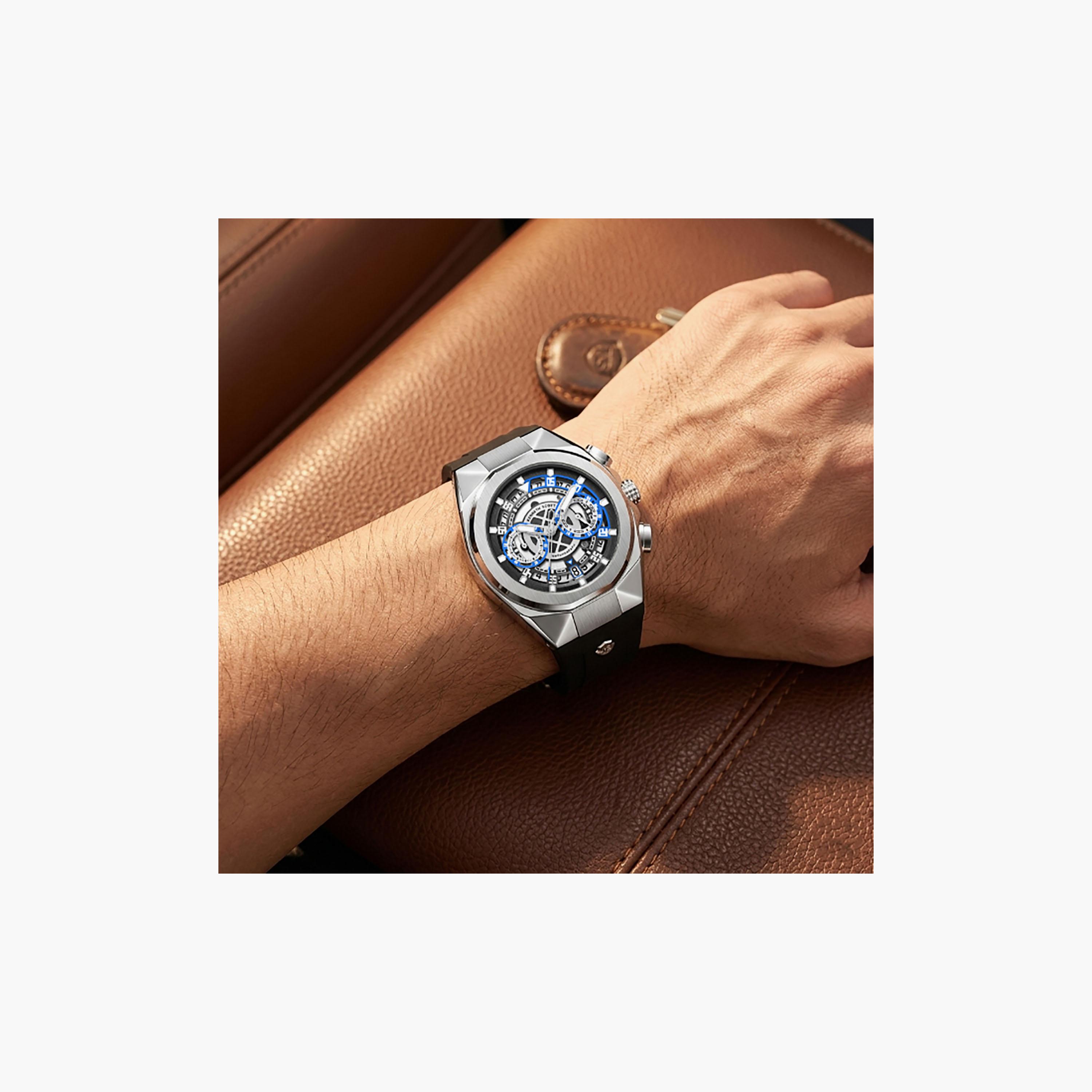 Kenneth Scott Men's 43 MM Chronograph Black Dial Silicone Strap | K26103-SSBB-men-watchesandjewellery-watches-image-8