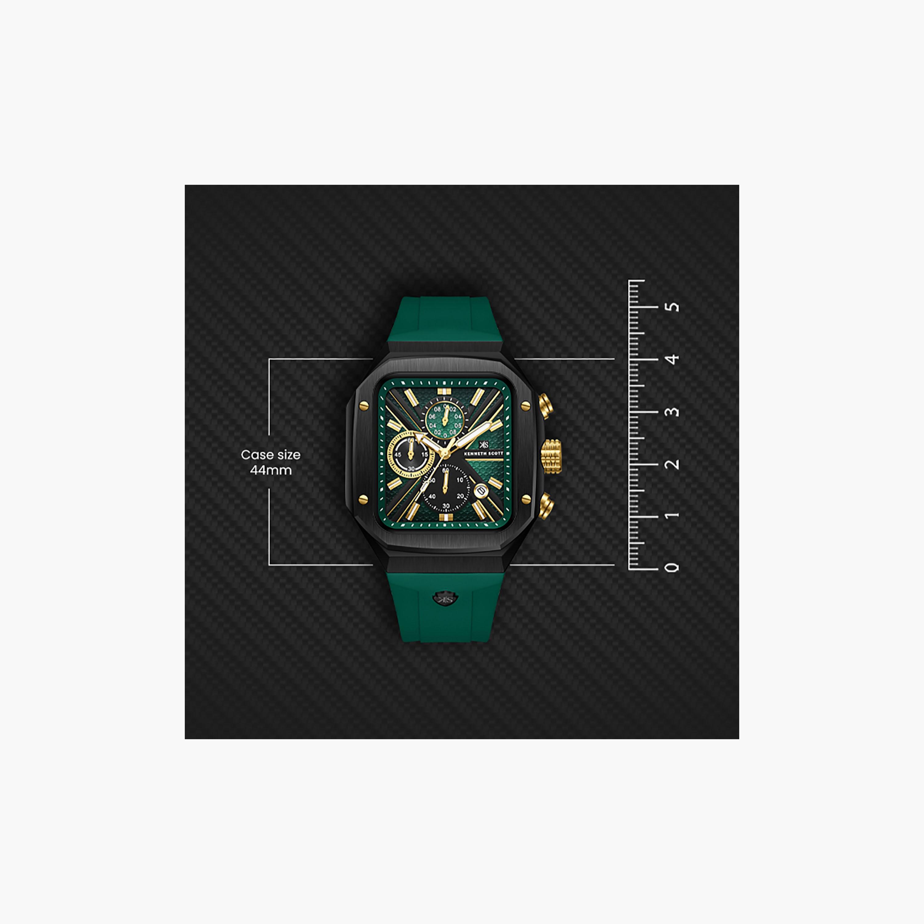 Kenneth Scott Men's 44 MM Chronograph Black Dial Silicone Strap | K26104-BSHB-men-watchesandjewellery-watches-image-4