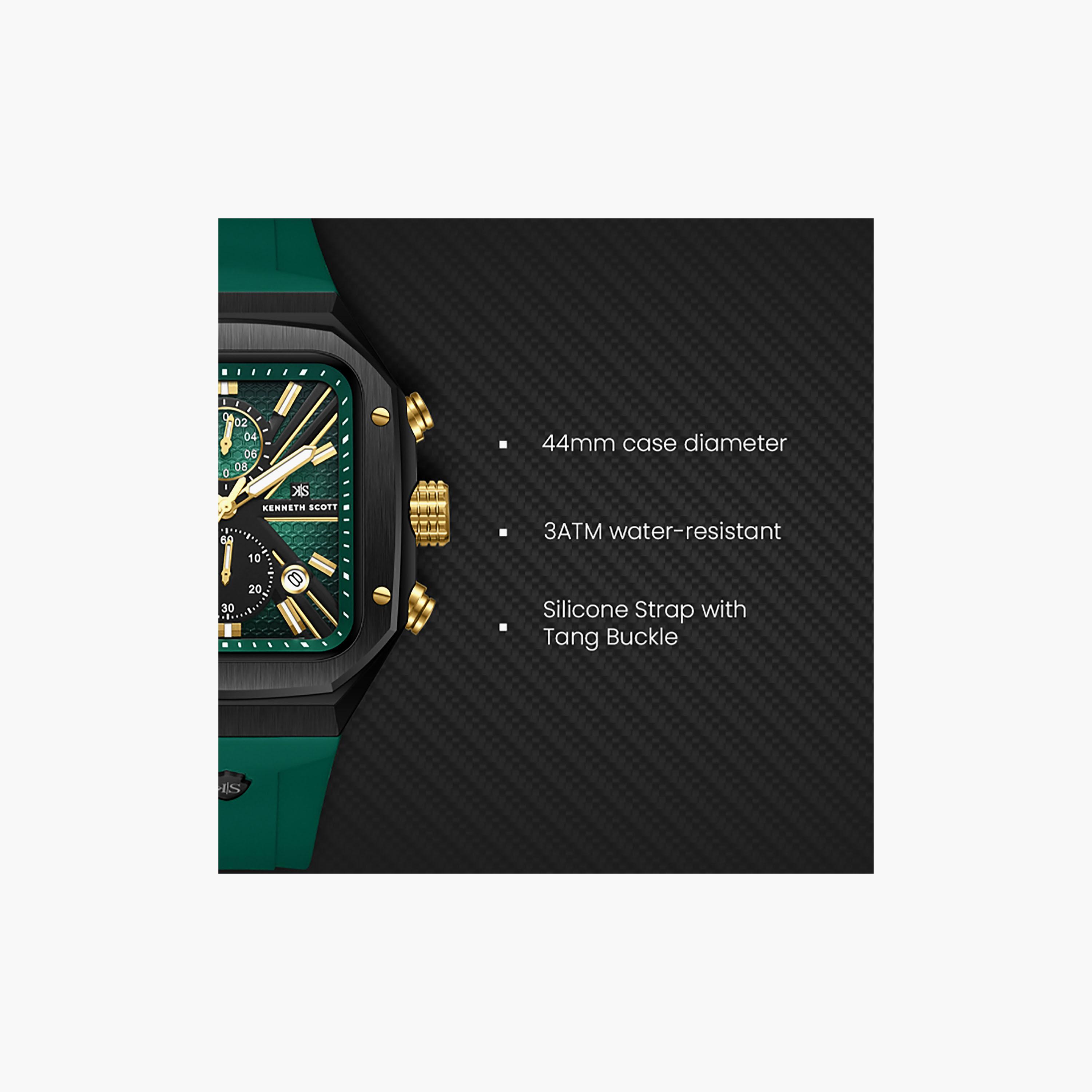 Kenneth Scott Men's 44 MM Chronograph Black Dial Silicone Strap | K26104-BSHB-men-watchesandjewellery-watches-image-7