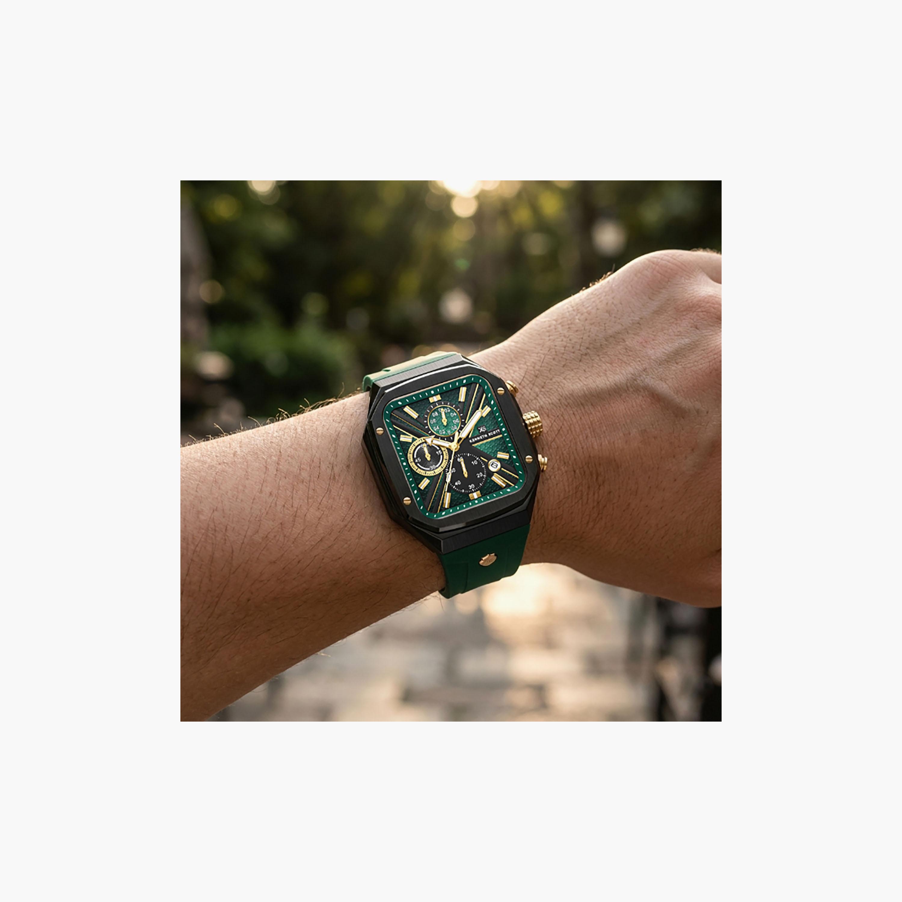Kenneth Scott Men's 44 MM Chronograph Black Dial Silicone Strap | K26104-BSHB-men-watchesandjewellery-watches-image-8
