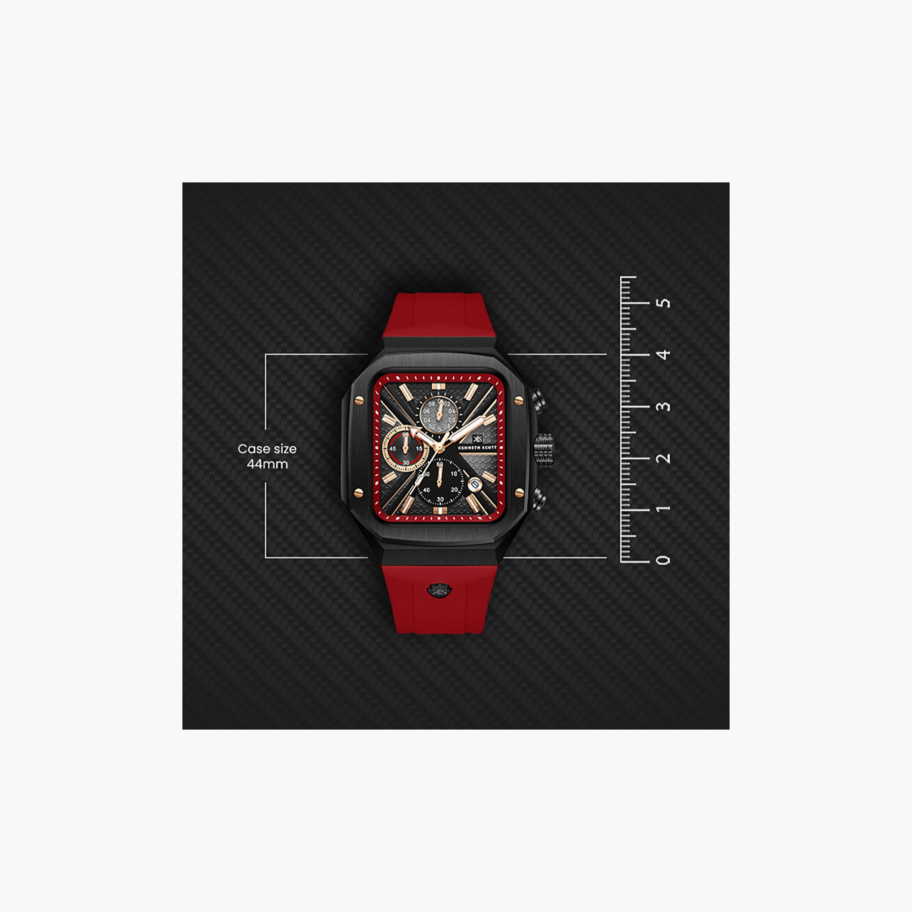 Kenneth Scott Men's 44 MM Chronograph Black Dial Silicone Strap | K26104-BSRB-men-watchesandjewellery-watches-image-4