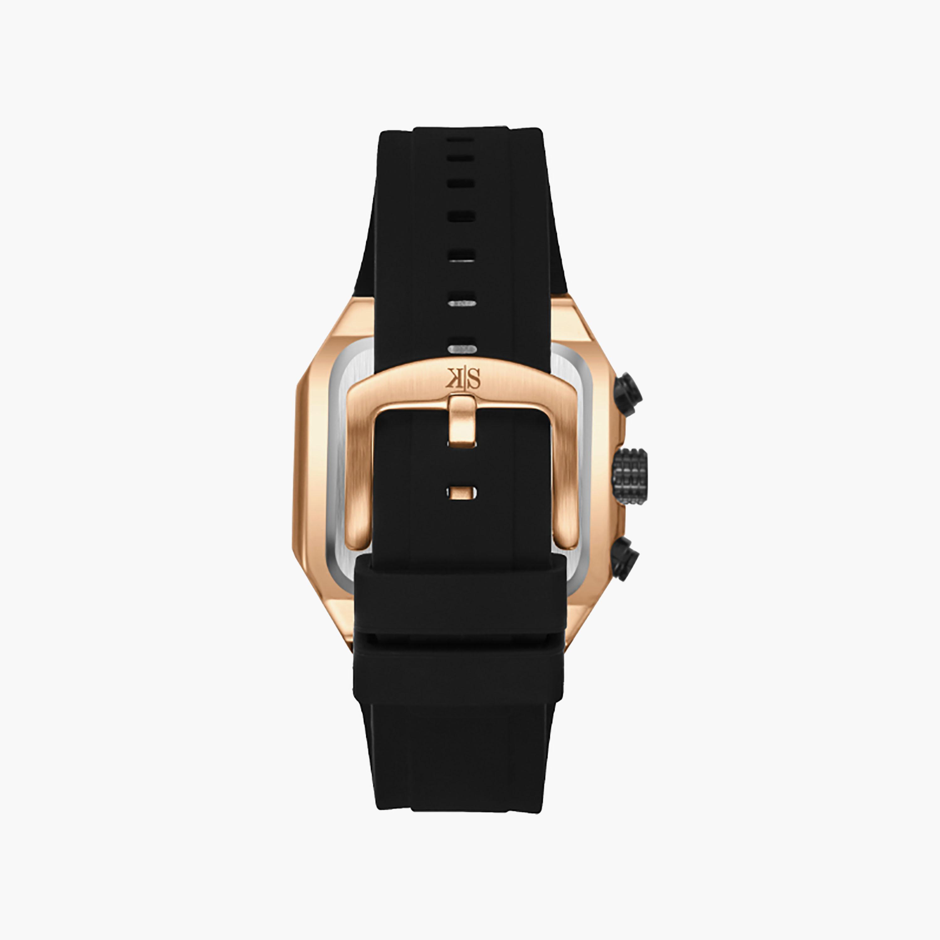Kenneth Scott Men's 44 MM Chronograph Black Dial Silicone Strap | K26104-KSBB-men-watchesandjewellery-watches-image-3