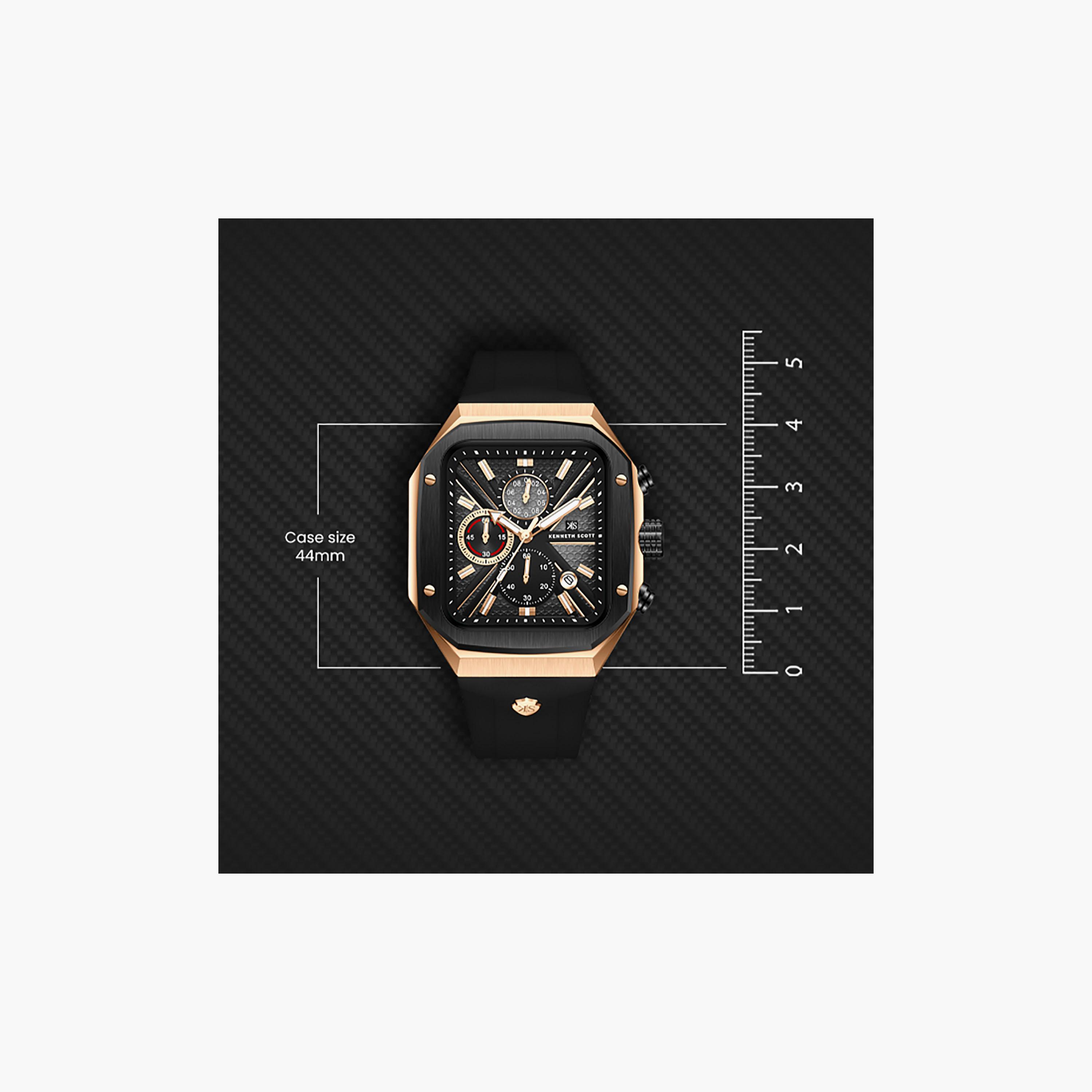 Kenneth Scott Men's 44 MM Chronograph Black Dial Silicone Strap | K26104-KSBB-men-watchesandjewellery-watches-image-4