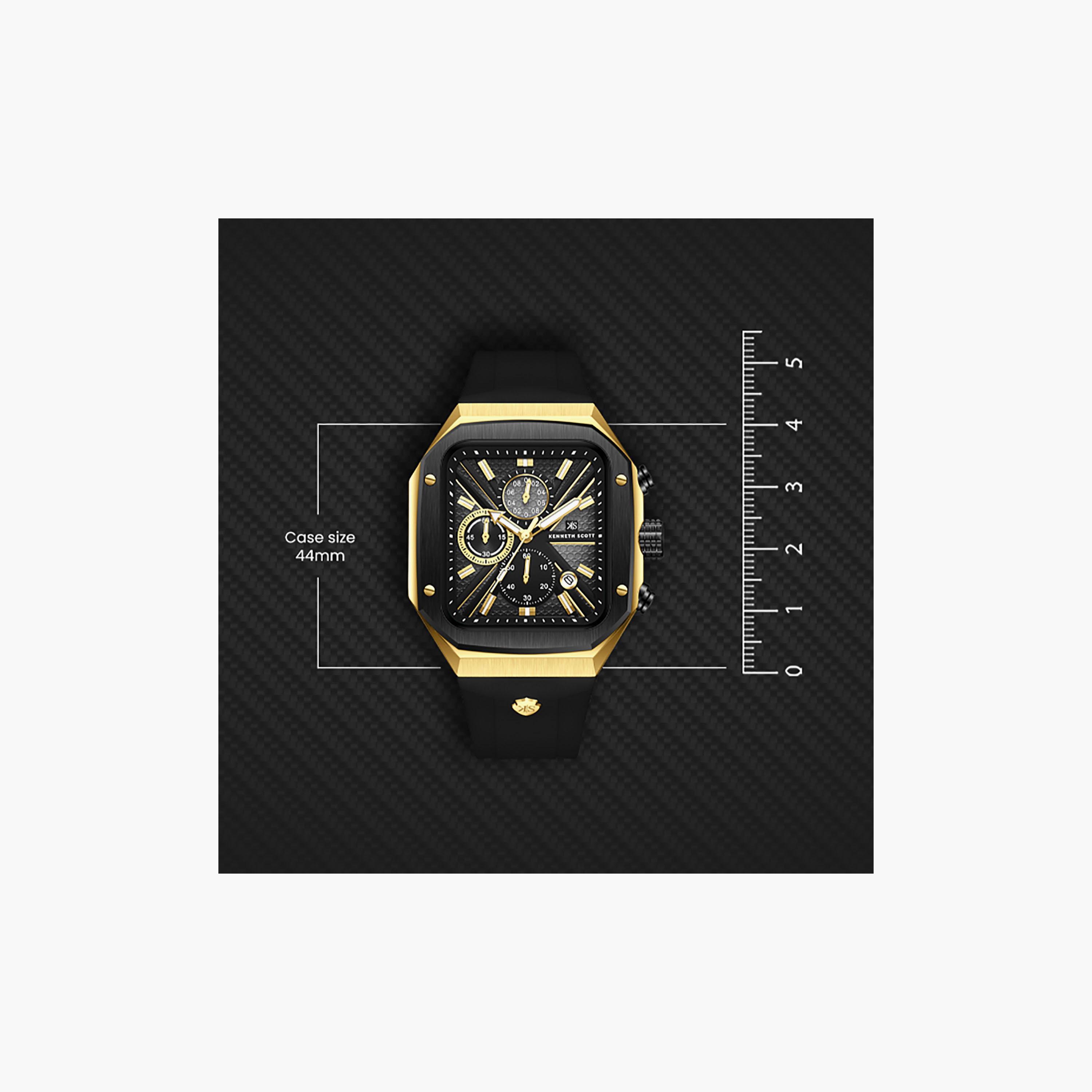 Kenneth Scott Men's 44 MM Chronograph Black Dial Silicone Strap | K26104-TSBB-men-watchesandjewellery-watches-image-4