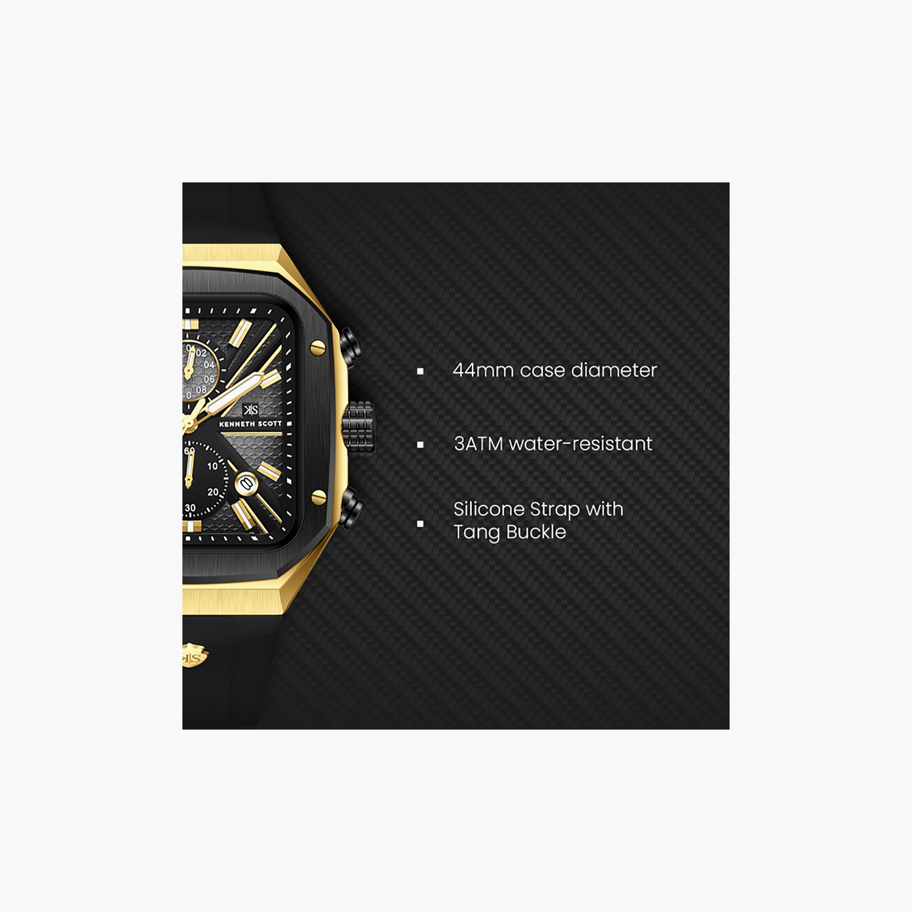 Kenneth Scott Men's 44 MM Chronograph Black Dial Silicone Strap | K26104-TSBB-men-watchesandjewellery-watches-image-7