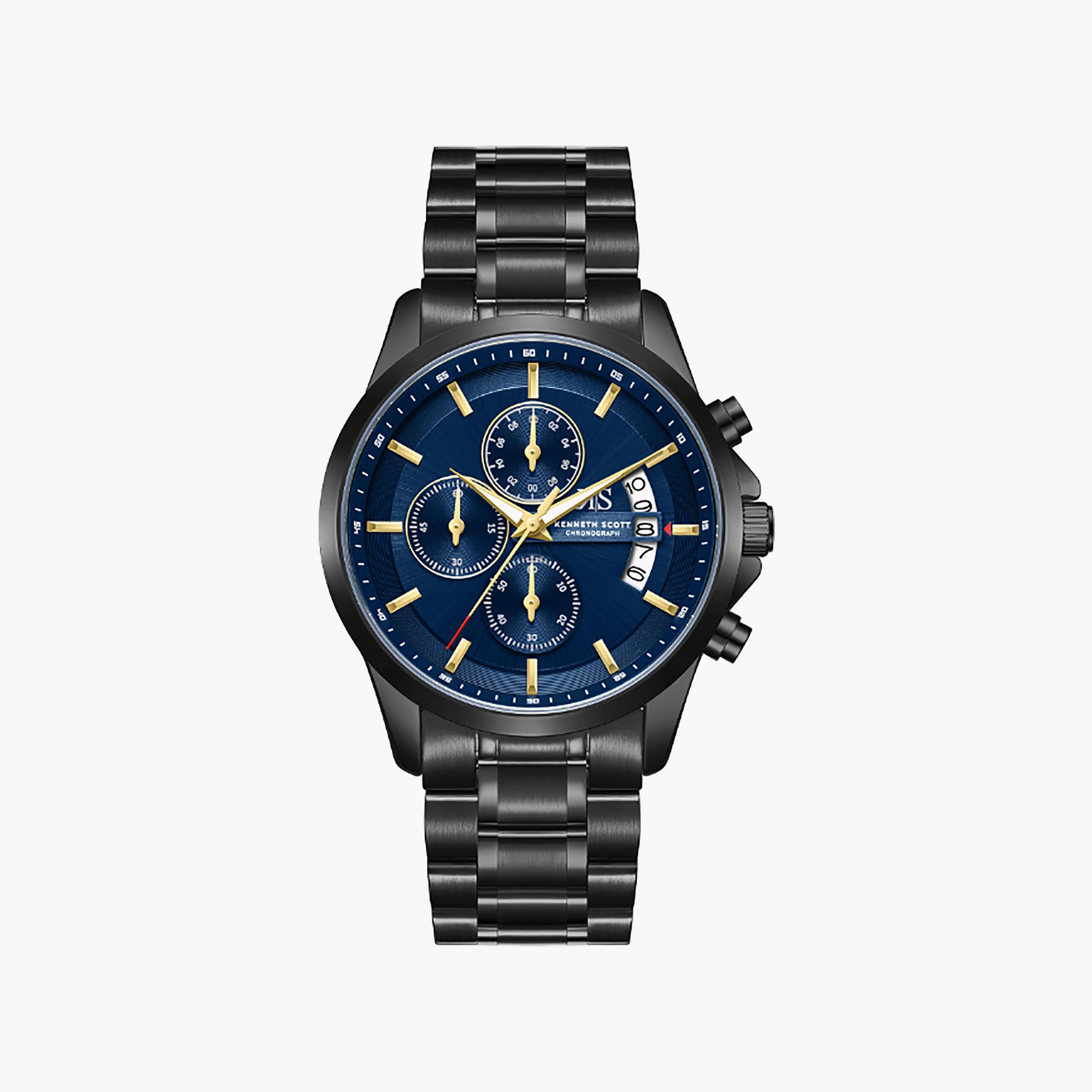 Kenneth Scott Men's 42 MM Chronograph Blue Dial Stainless Steel Strap | K26106-BBBN-men-watchesandjewellery-watches-image-1