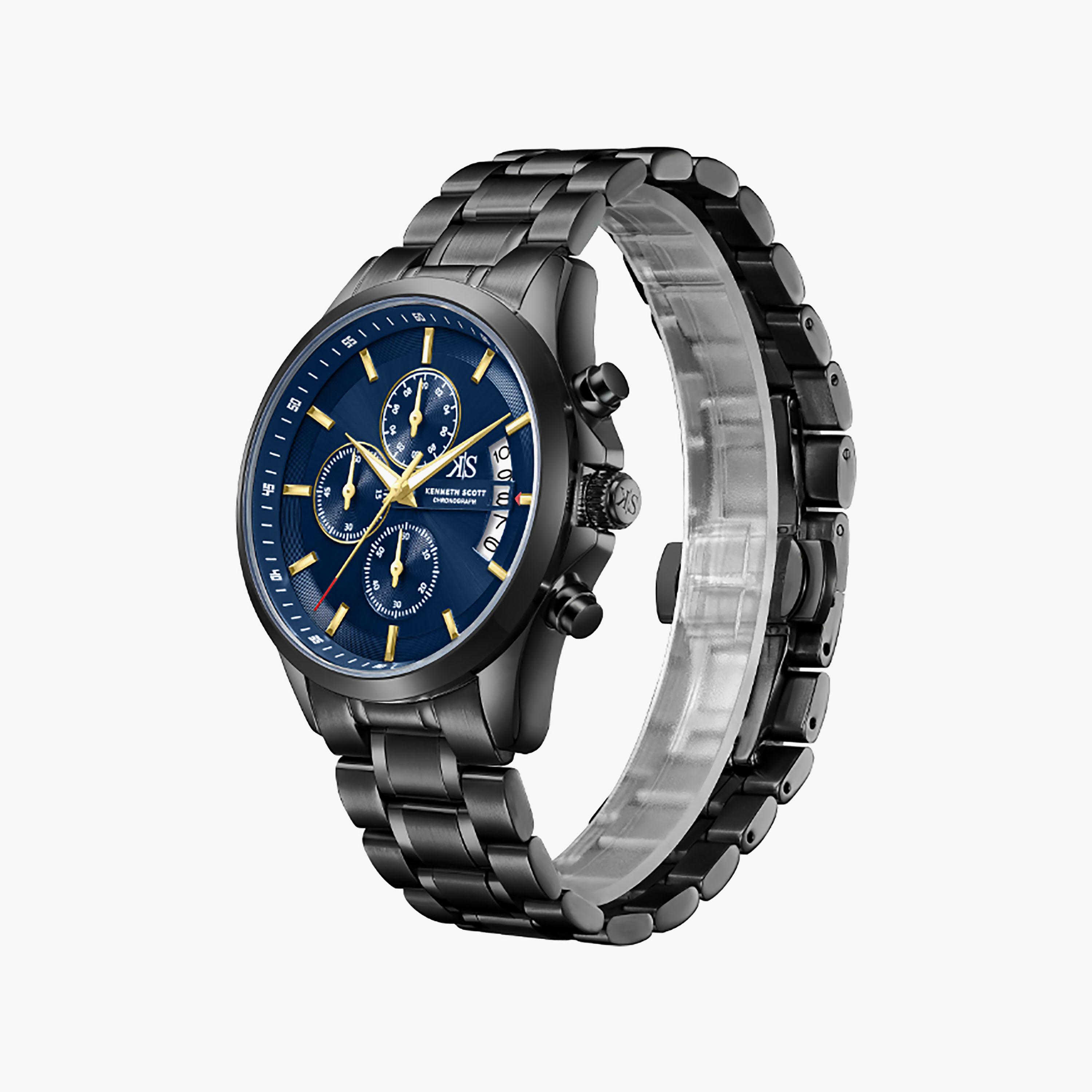 Kenneth Scott Men's 42 MM Chronograph Blue Dial Stainless Steel Strap | K26106-BBBN-men-watchesandjewellery-watches-image-2