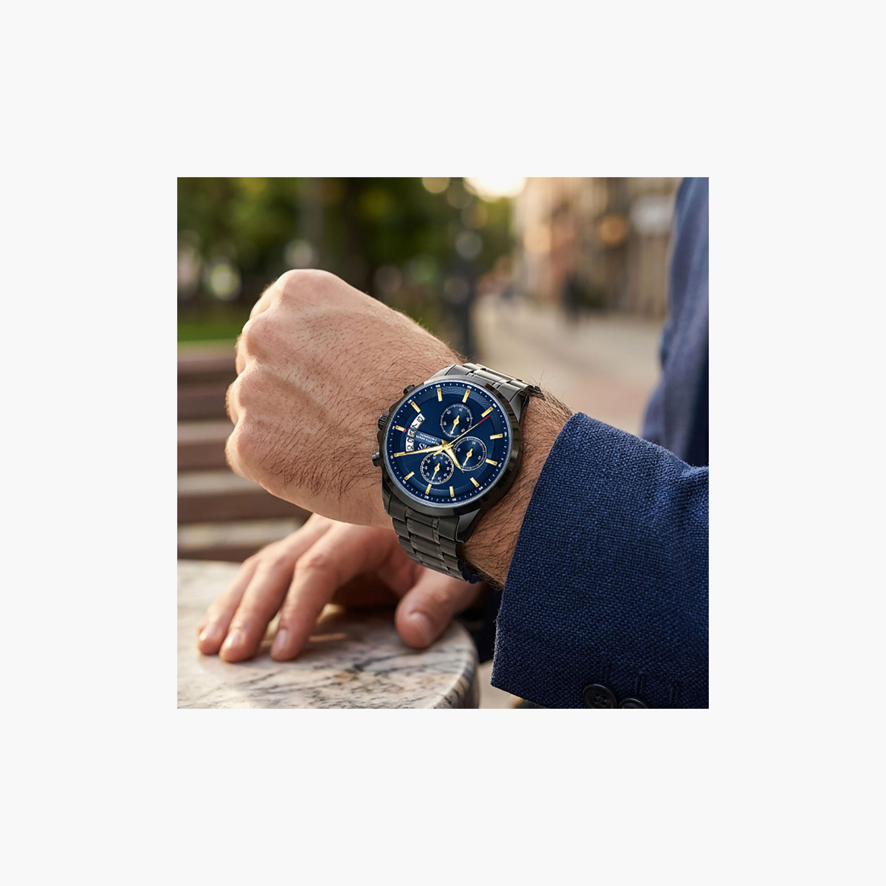 Kenneth Scott Men's 42 MM Chronograph Blue Dial Stainless Steel Strap | K26106-BBBN-men-watchesandjewellery-watches-image-8