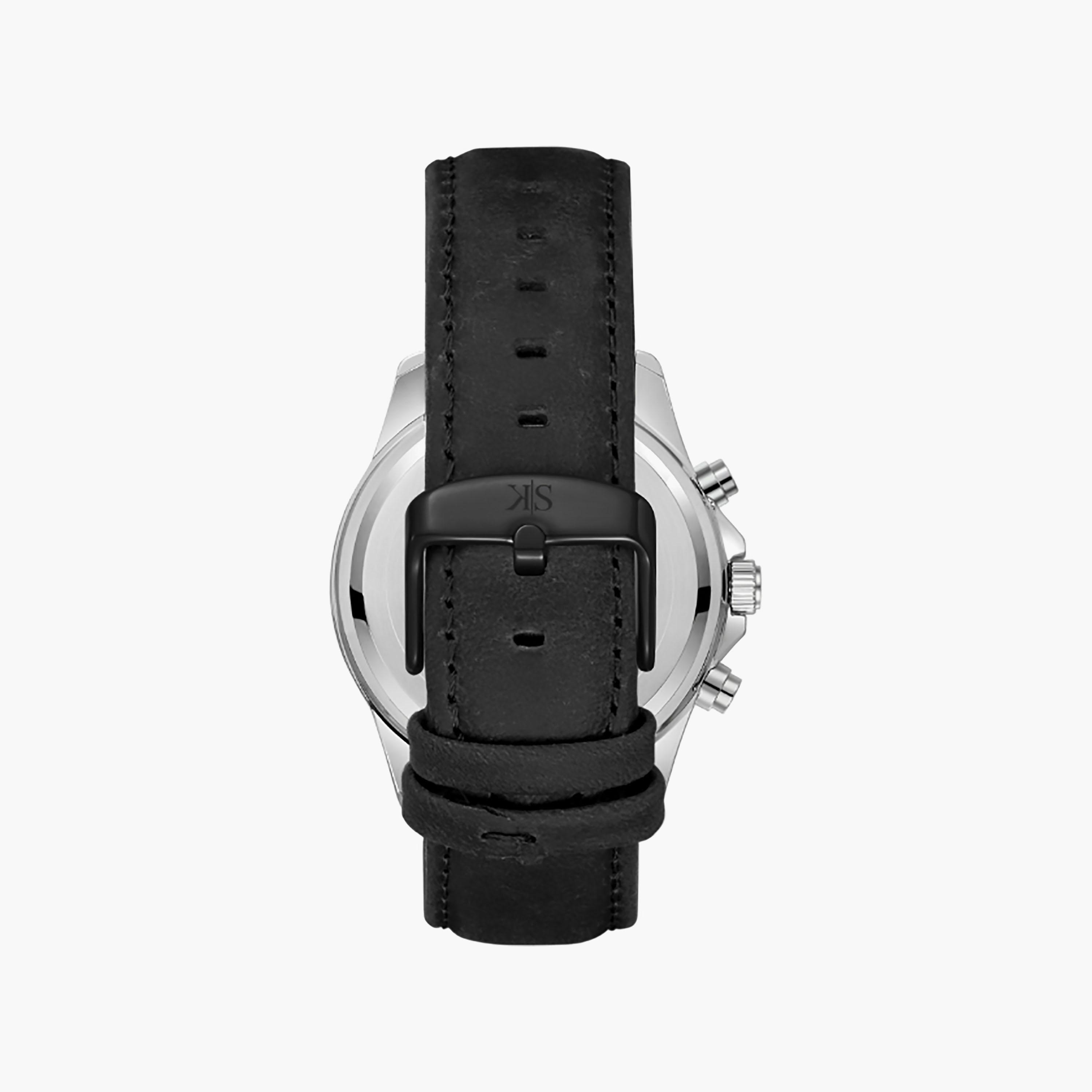 Kenneth Scott Men's 42 MM Chronograph Black Dial Leather Strap | K26106-BLBB-men-watchesandjewellery-watches-image-3