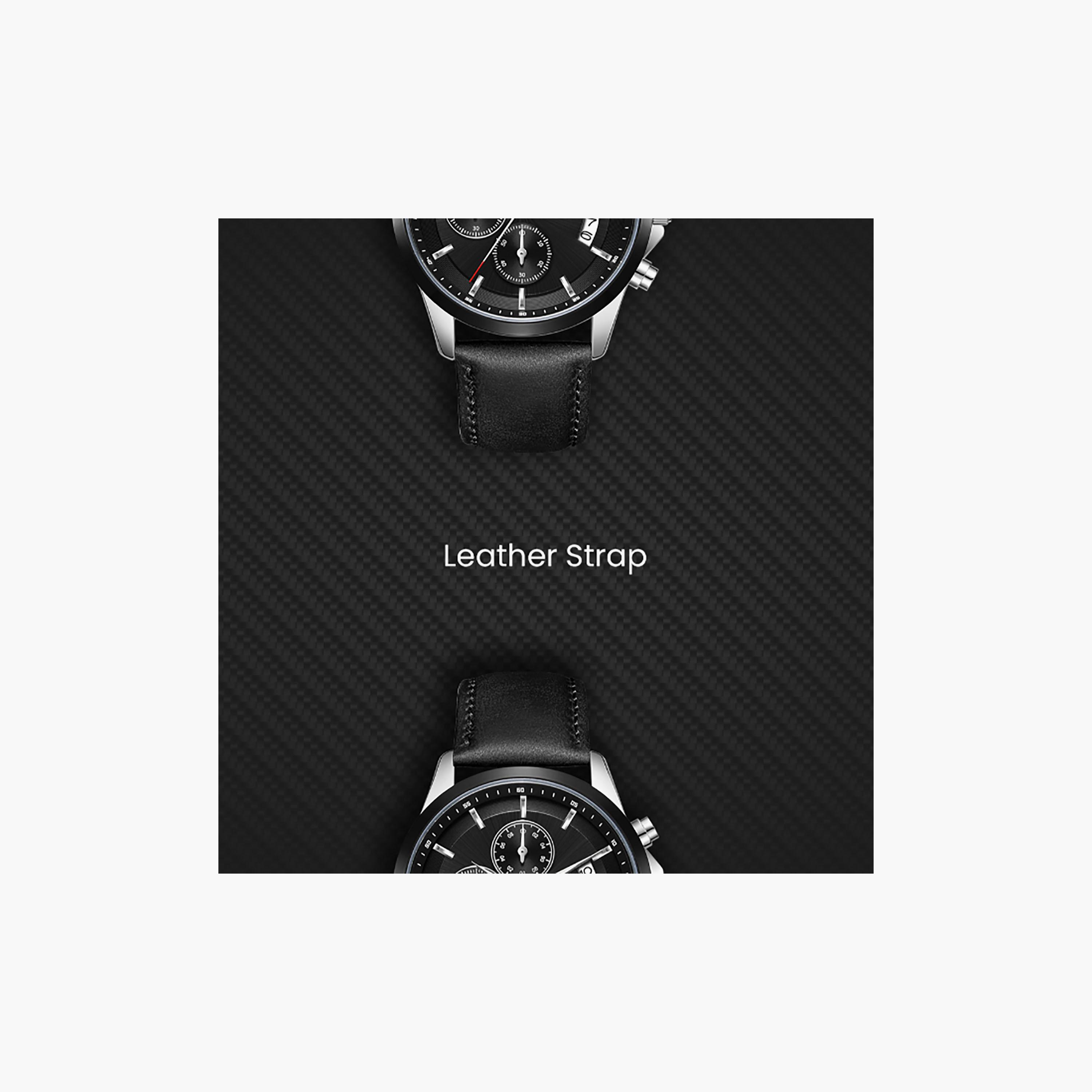 Kenneth Scott Men's 42 MM Chronograph Black Dial Leather Strap | K26106-BLBB-men-watchesandjewellery-watches-image-5
