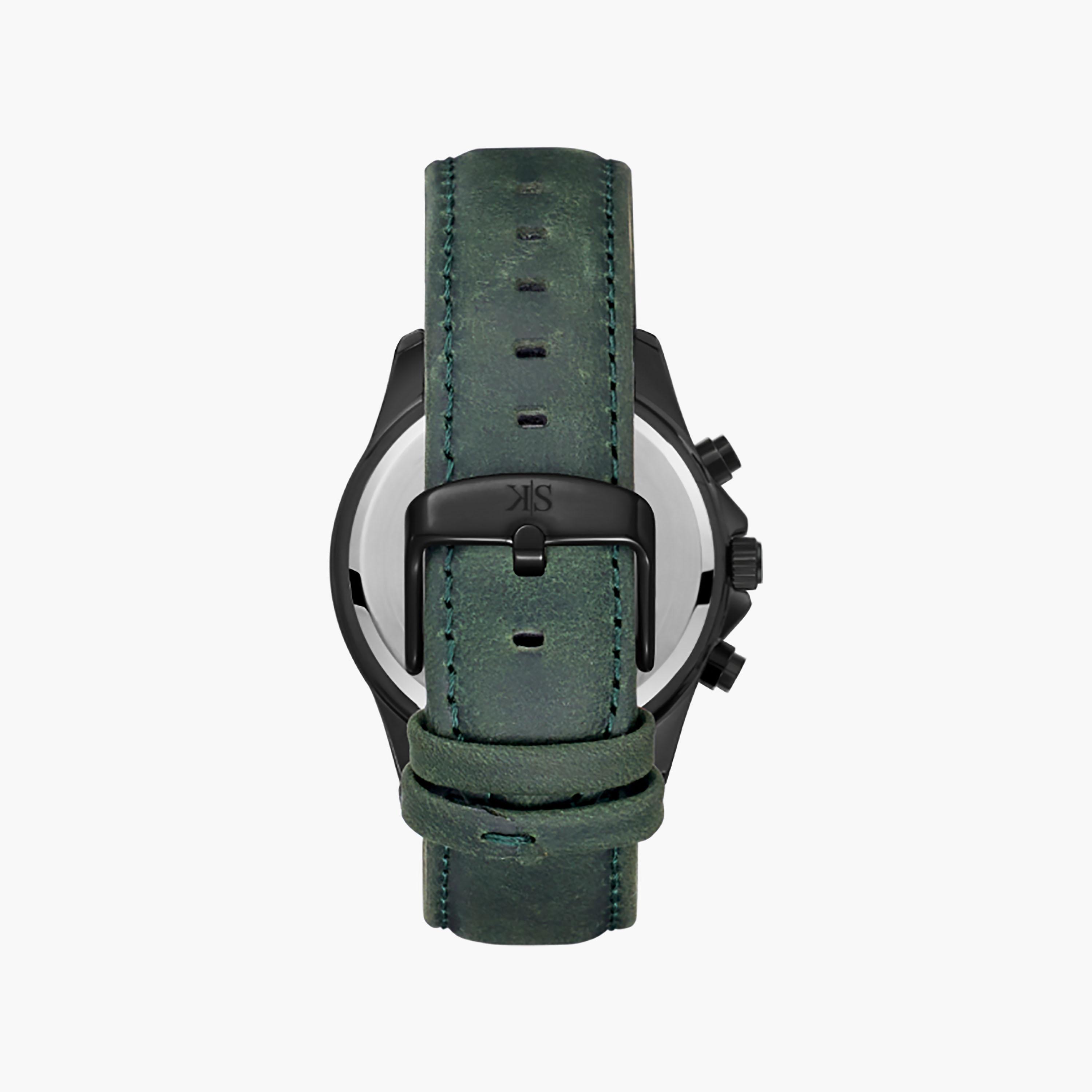 Kenneth Scott Men's 42 MM Chronograph Green Dial Leather Strap | K26106-BLHH-men-watchesandjewellery-watches-image-3