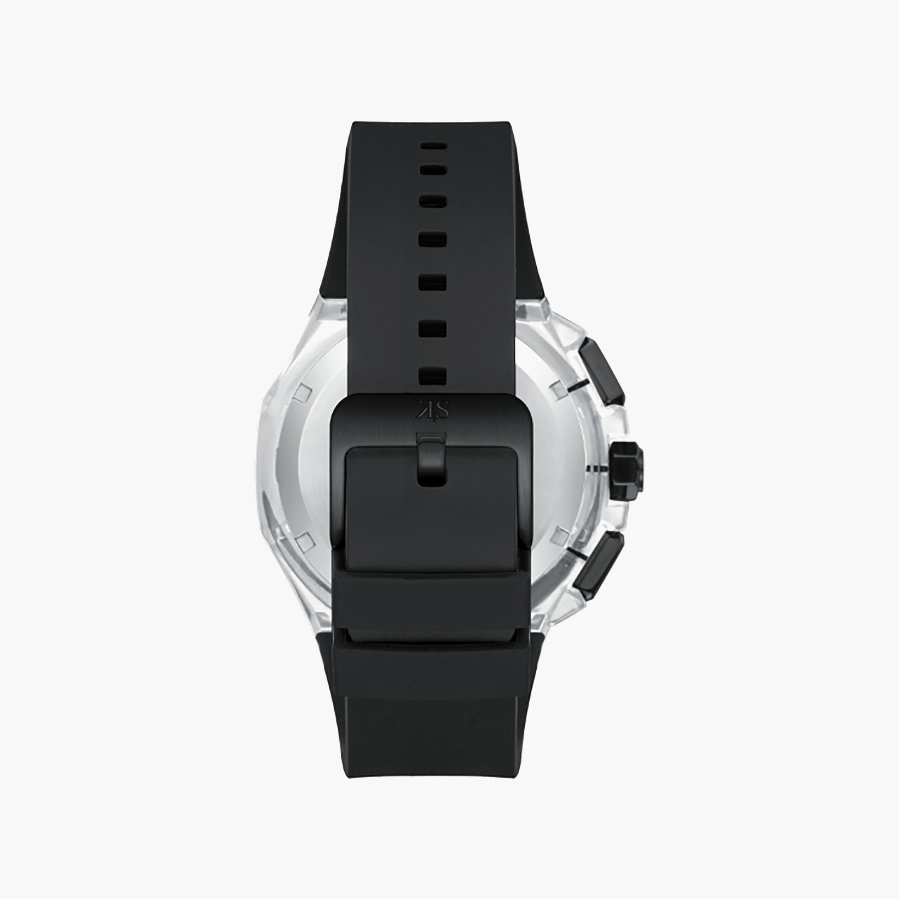 Kenneth Scott Men's 46 MM Chronograph Black Dial Silicone Strap | K26109-ZSBB-men-watchesandjewellery-watches-image-3