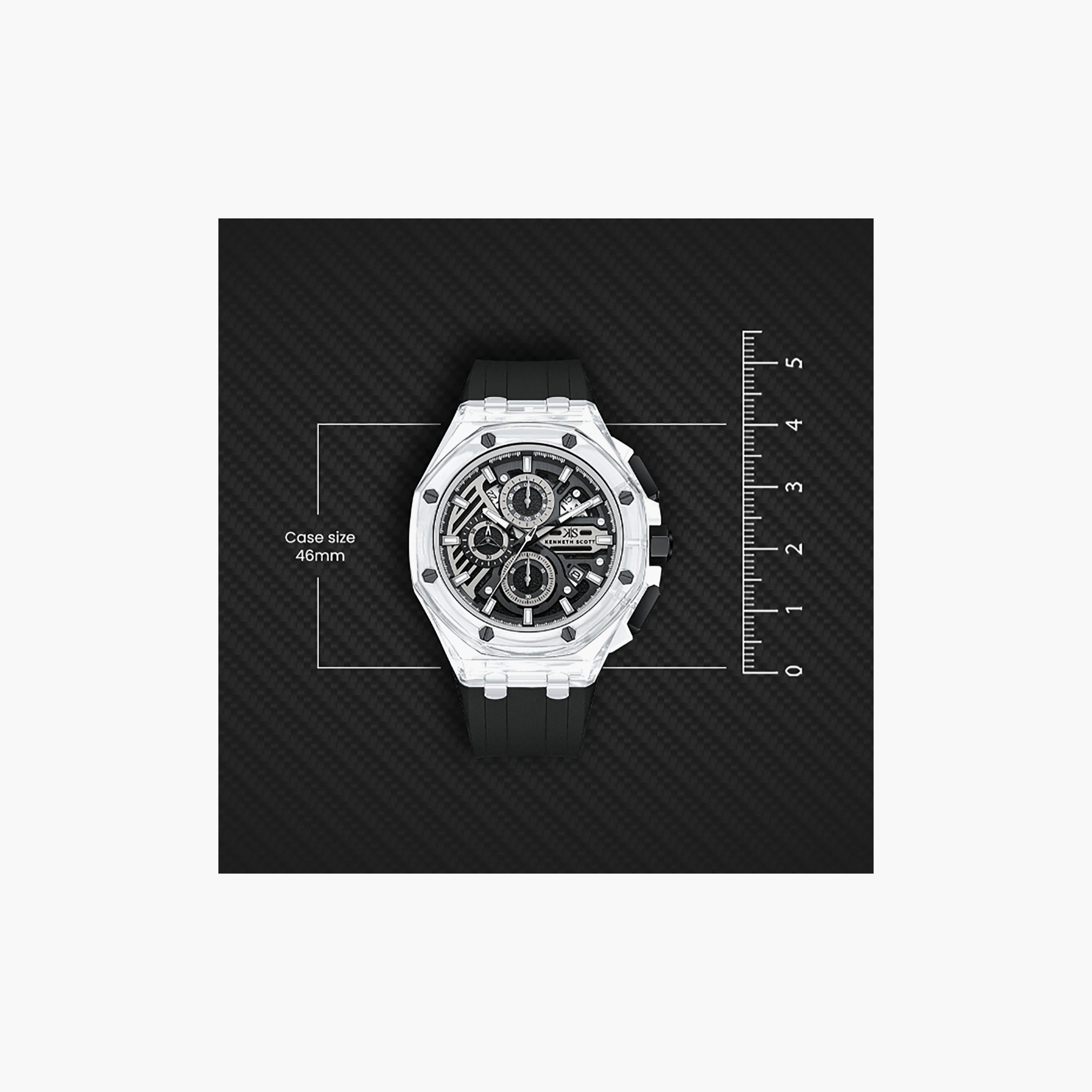 Kenneth Scott Men's 46 MM Chronograph Black Dial Silicone Strap | K26109-ZSBB-men-watchesandjewellery-watches-image-4
